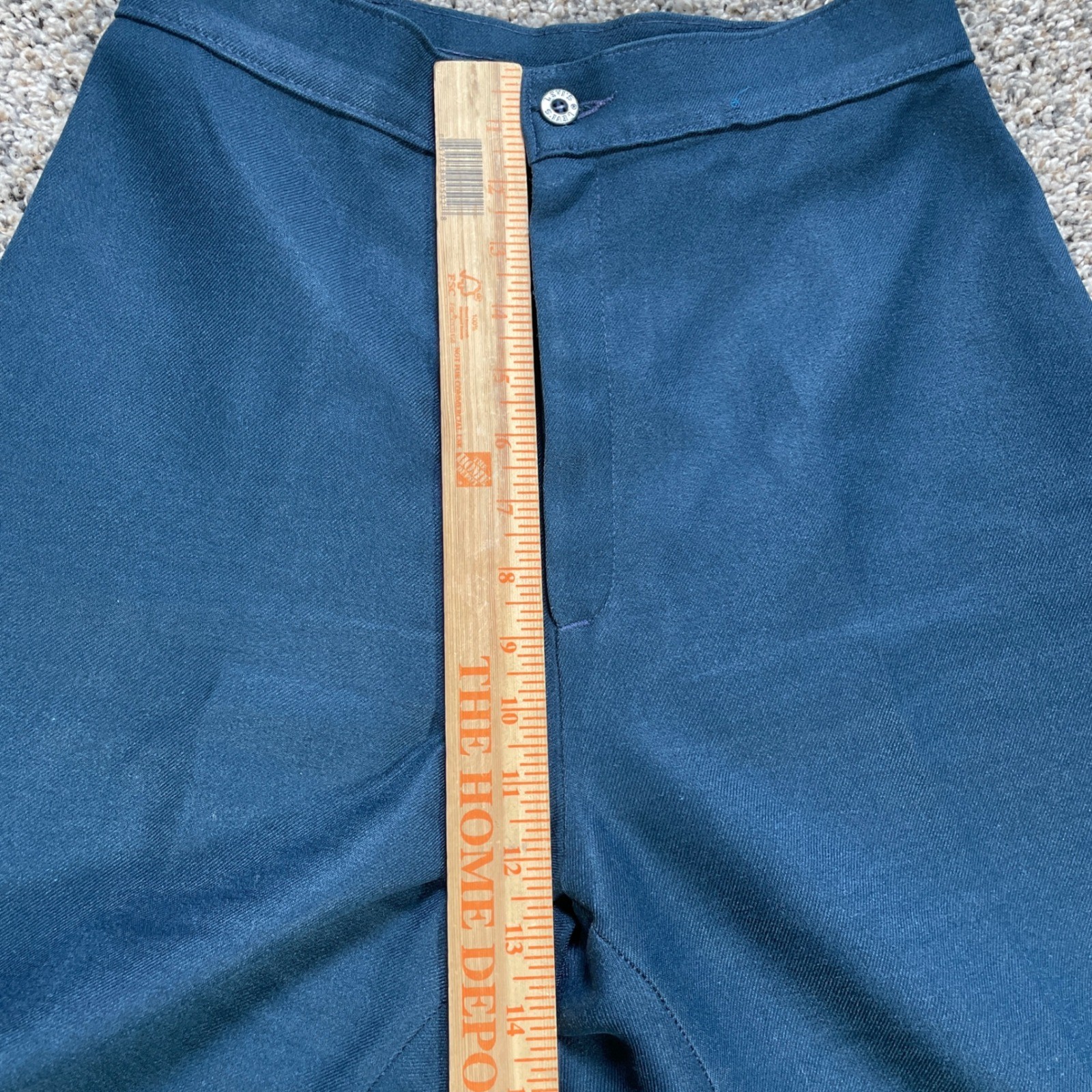 Vintage Levi’s 27×32 High Waisted Trouser Pants Teal Blue Wide Leg Polyester