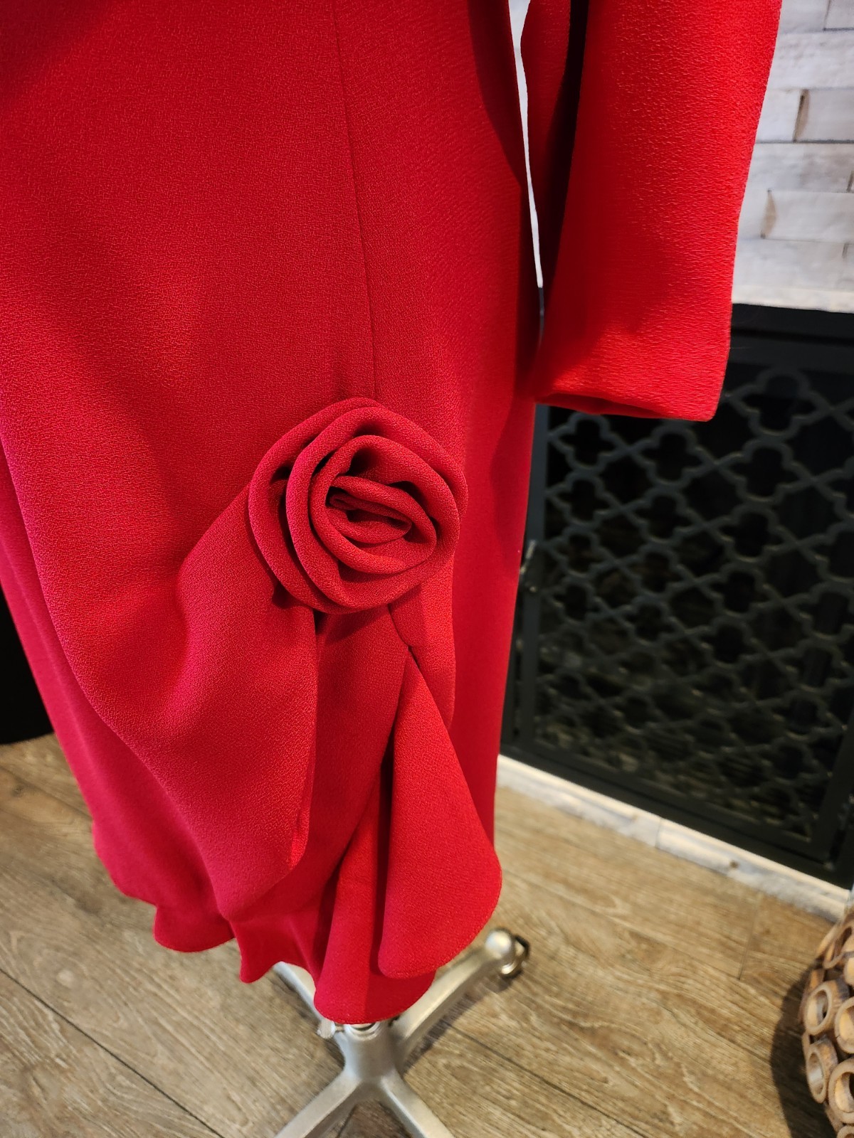 Vintage Robert Riel Saks Fifth Avenue Red Dress 3d Rose Size 6 Special Occasion