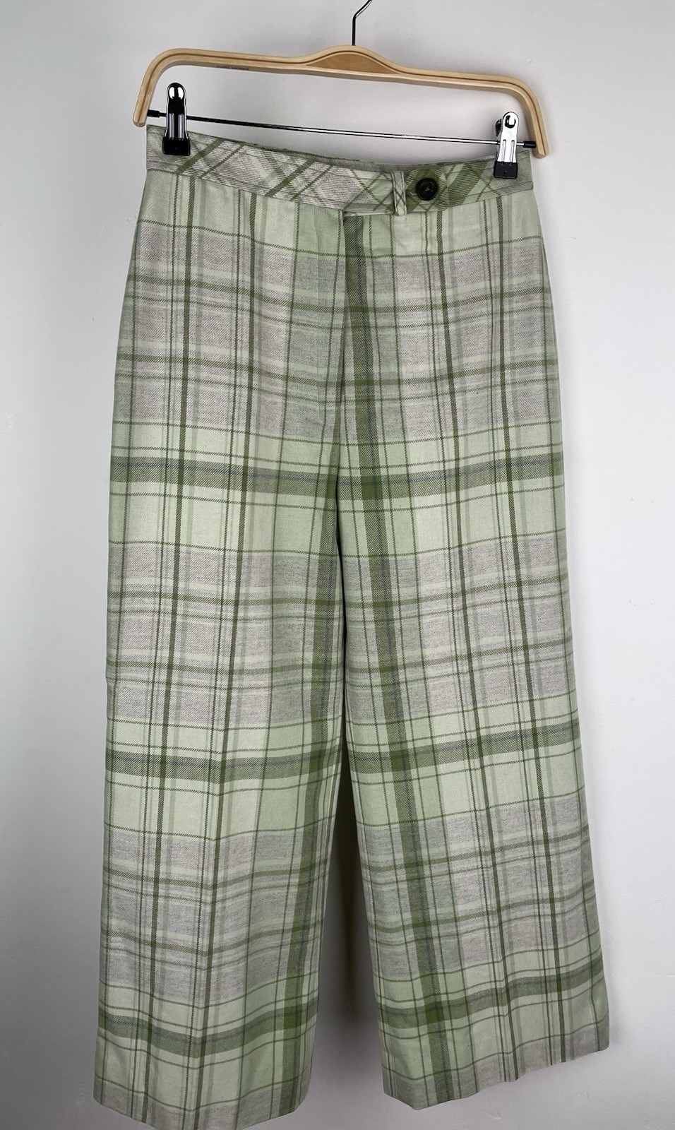 VTG 70s Plaid Pants Wide Leg High Waist SZ 12/13 65 Poly 35 Wool