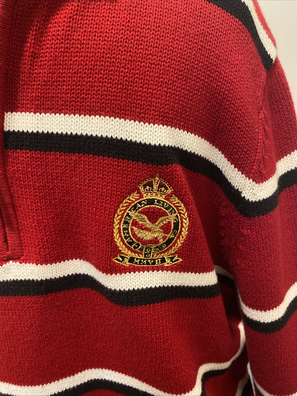VTG Y2K American Living Ralph Lauren Sweater Size XL Striped Yachting Crest