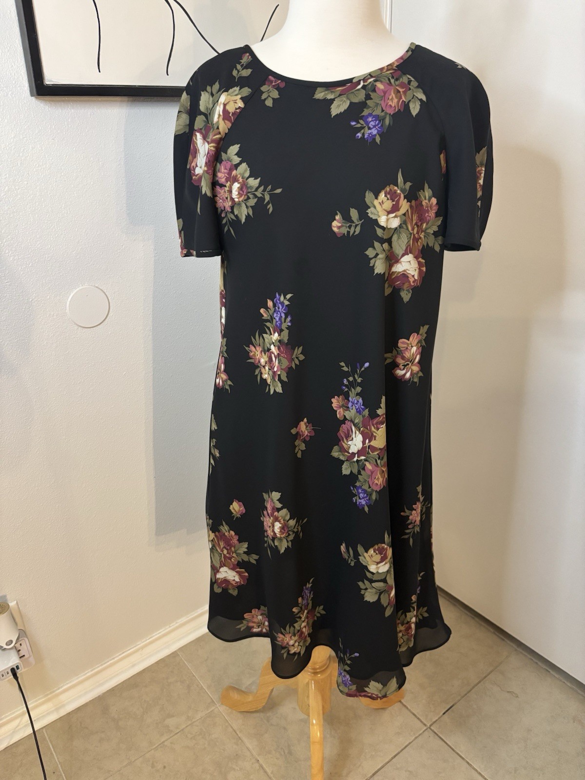 Vintage 90s Polyblend Floral Dress Size 10