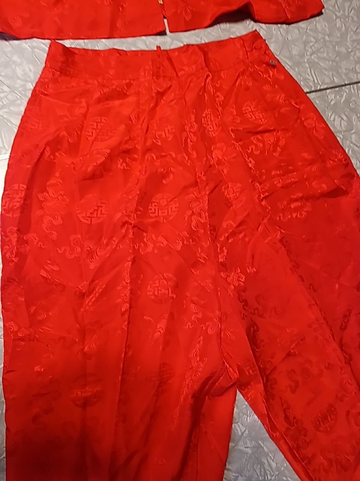Vintage 60s/70s Chinese Silk Tunic Jacket Blouse And Pants Size 16