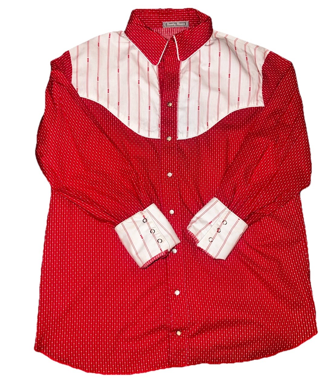 Vintage 80s Heart Pattern Valentine’s Day Men’s Western Shirt L/XL Unisex