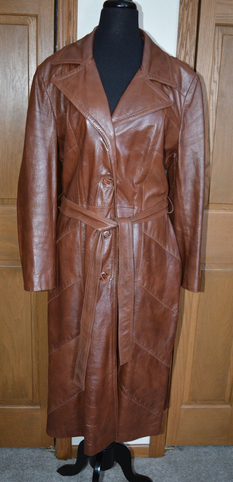 VTG Women’s 24K GLACE Lambskin Leather Trench Coat Size 16 DAN DI MODES USA