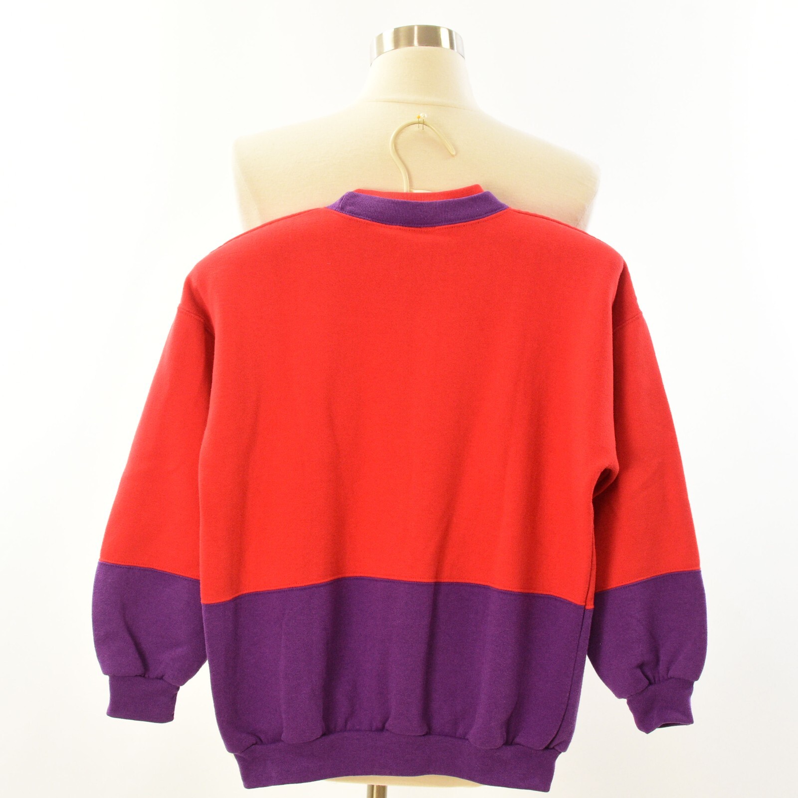 90s Red & Purple Sweatshirt Graphic Print Colorblock Sweaters Womens S