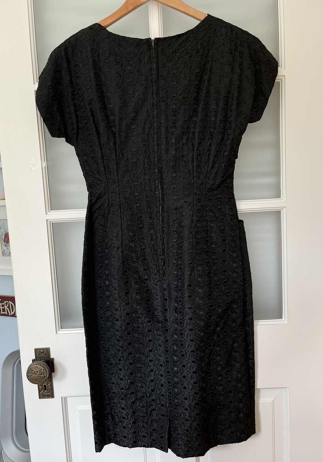Vintage Stunning 1940’s 40’s Black Bombshell Pencil Dress Pinup S Fits 4 Brocade