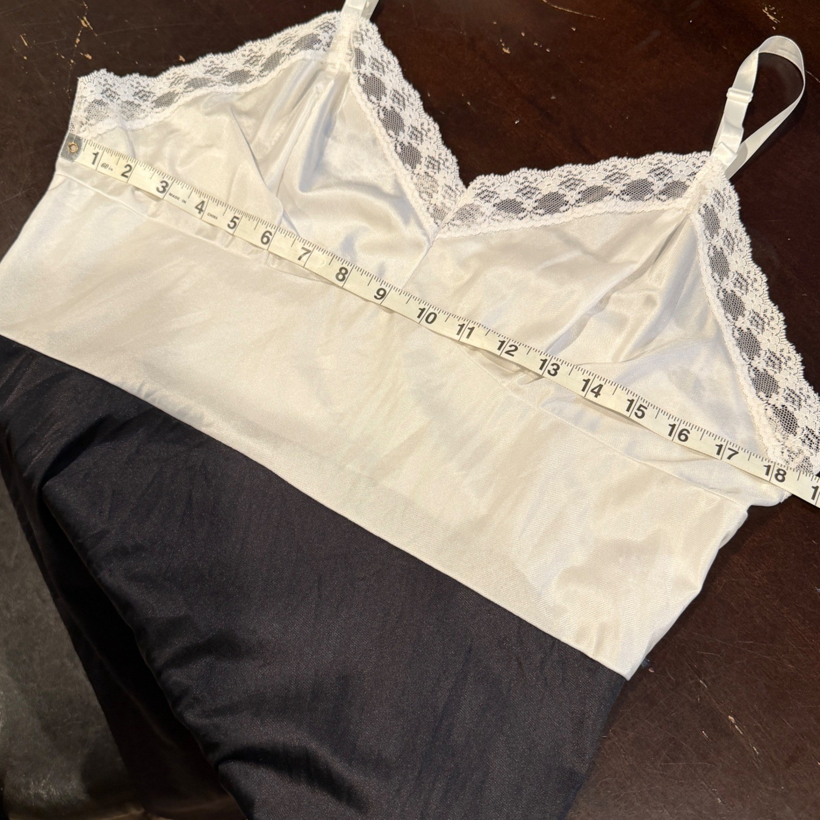 SARAH SMITH Women Slip Dress Vintage Lace Trim Two Tone Lingerie Size 40