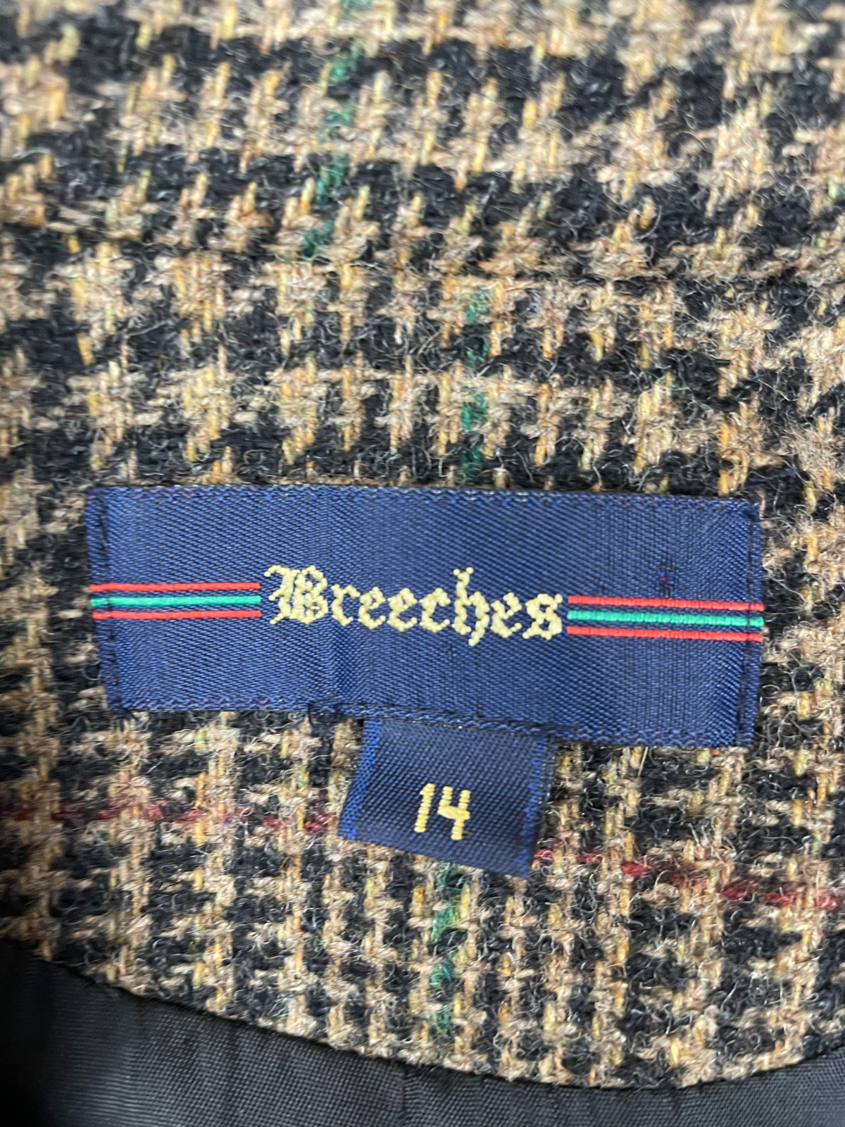 Vintage 80s Breeches Jacket Womens 14 Glen Plaid Houndstooth Wool Cropped Riding