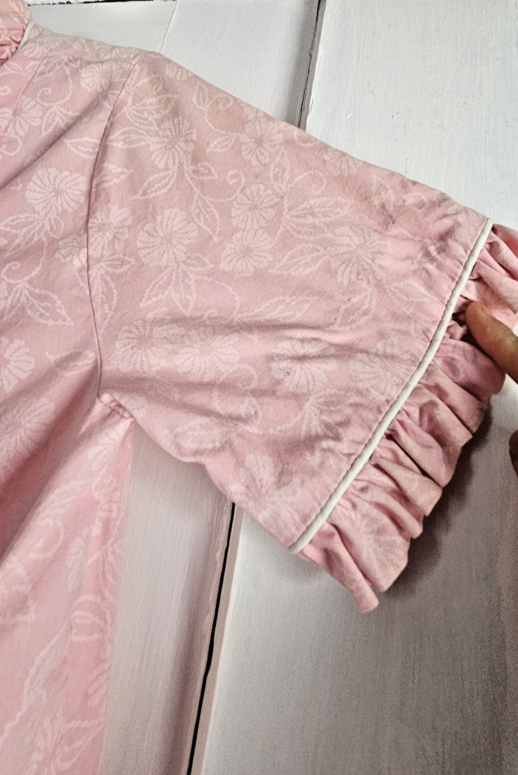 Vintage Dutchmaid ruffled trims snap button robe cotton womens 14 pink