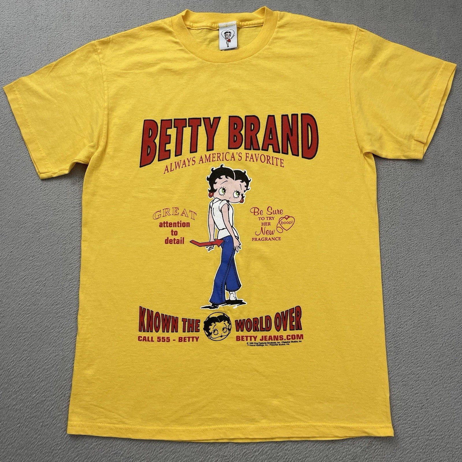 Vintage 1999 Betty Boop Betty Brand Graphic T-Shirt Yellow Medium 90s Y2K Cotton