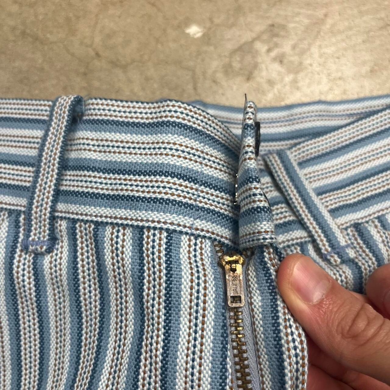 Vintage 60s Penneys Towncraft Striped Pants blue womens 27×28 boot cut wide leg