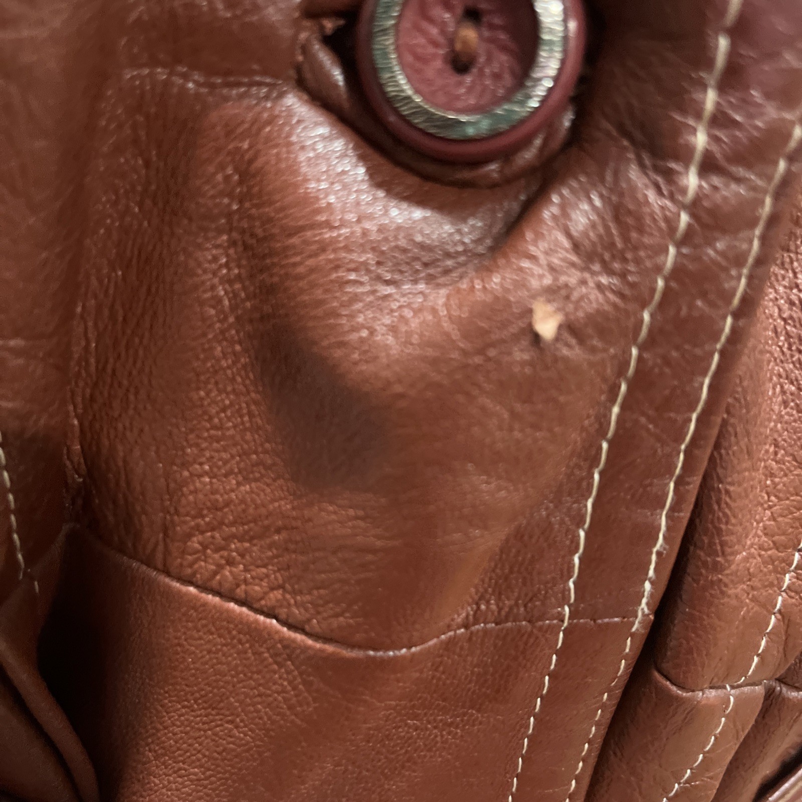 Woman’s Leather Coat Cognac Boho Mod Groovy Disco 70s Style Glam See Measurement