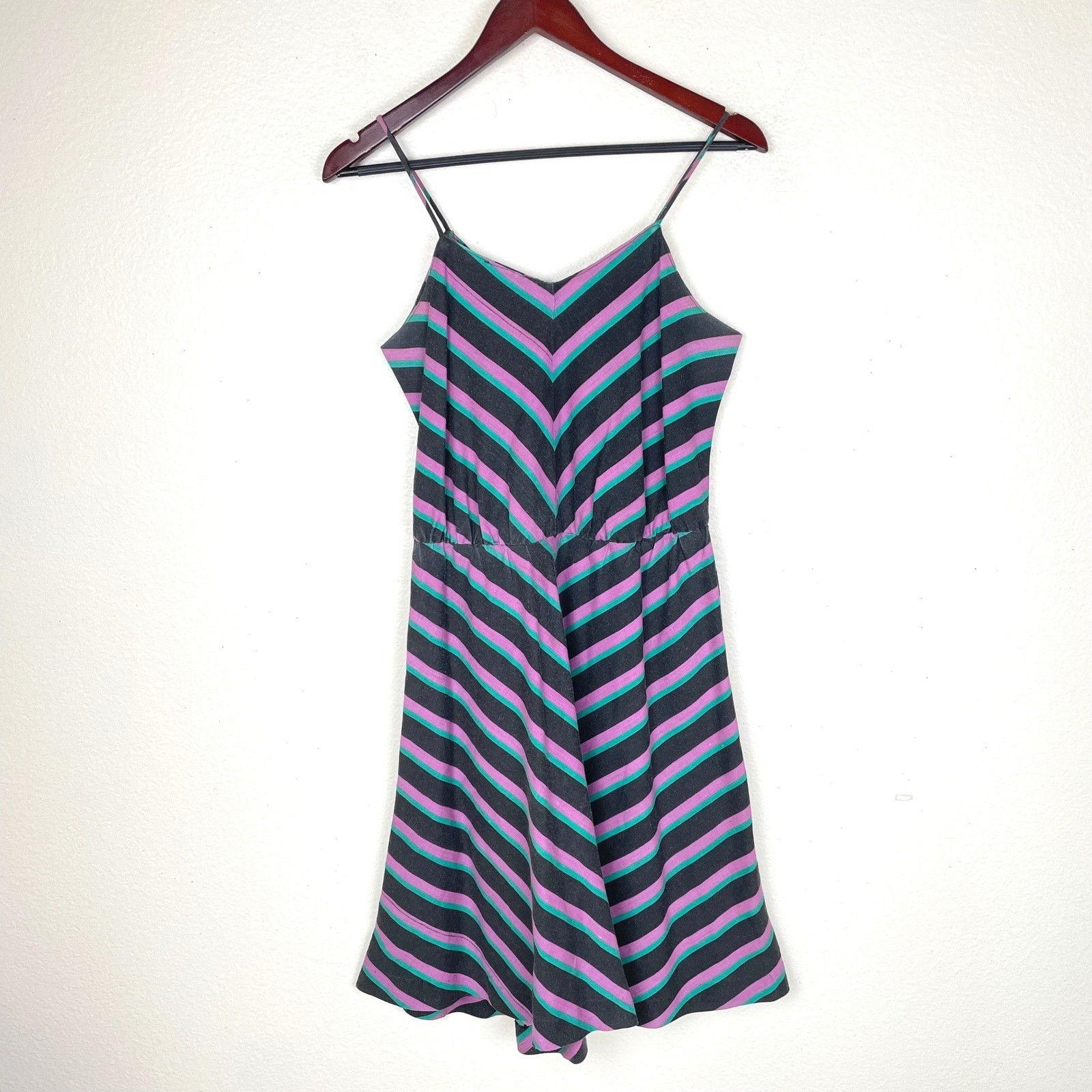 80s Vintage Slip Dress Sz M Retro Cotton Midi Indie Grunge Twee Boho Sundress