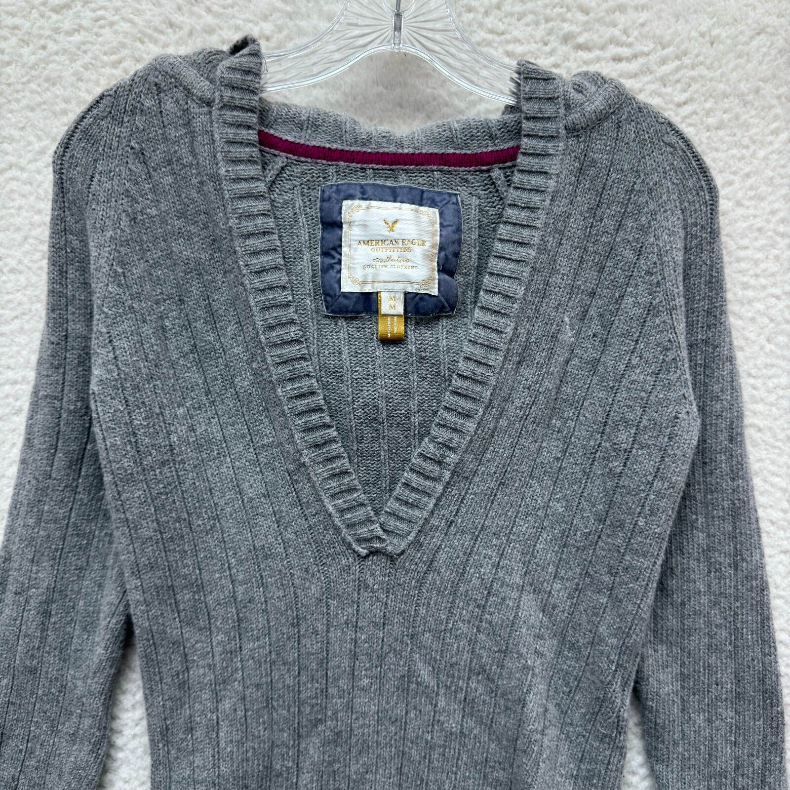 Y2K Vintage Sweater Medium Grey Hooded Bella Swan Boho Fairy Grunge Whimsigoth