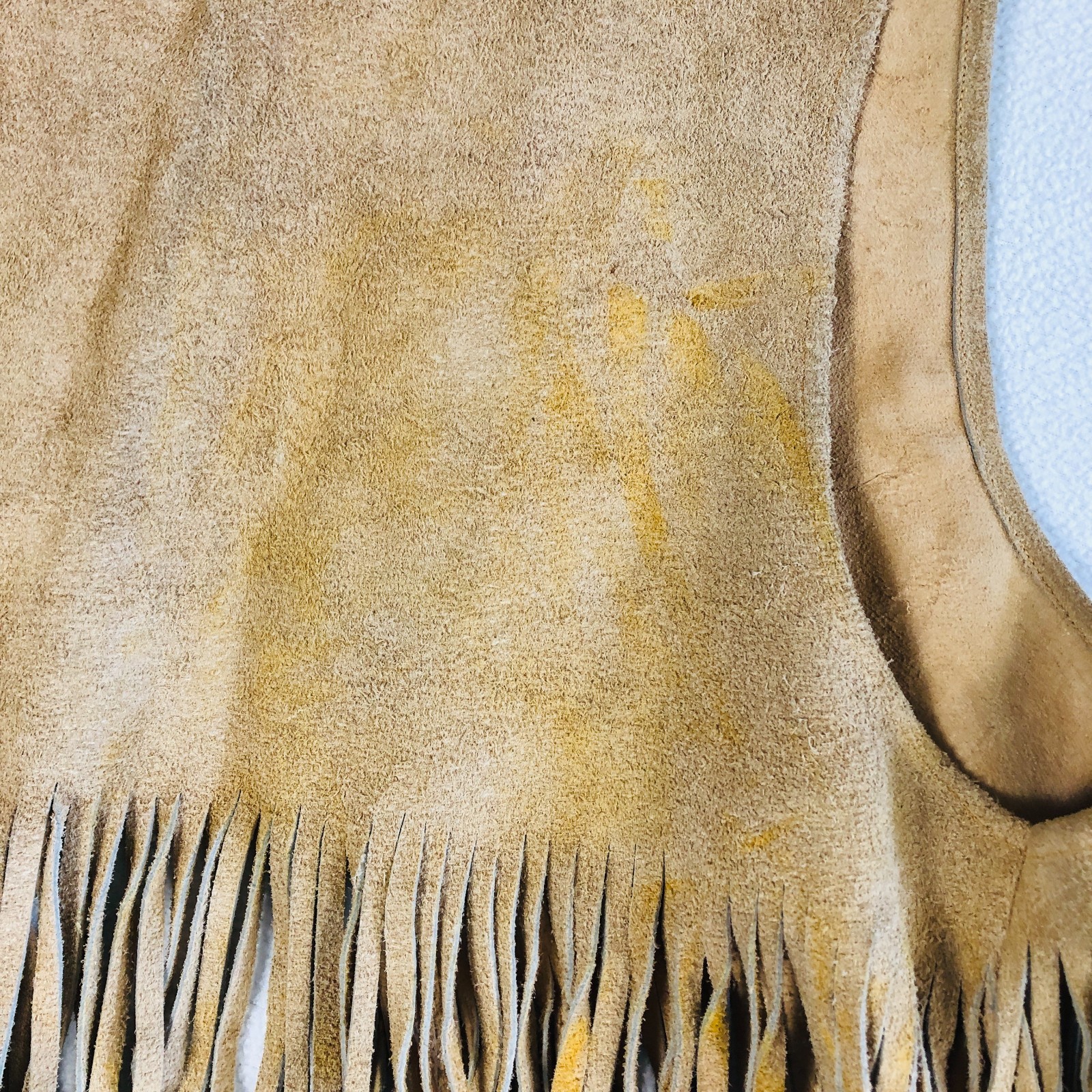 Vintage Suede Leather Fringed Vest Adult M/L Groovy Hippie BOHO Mod Western 60s
