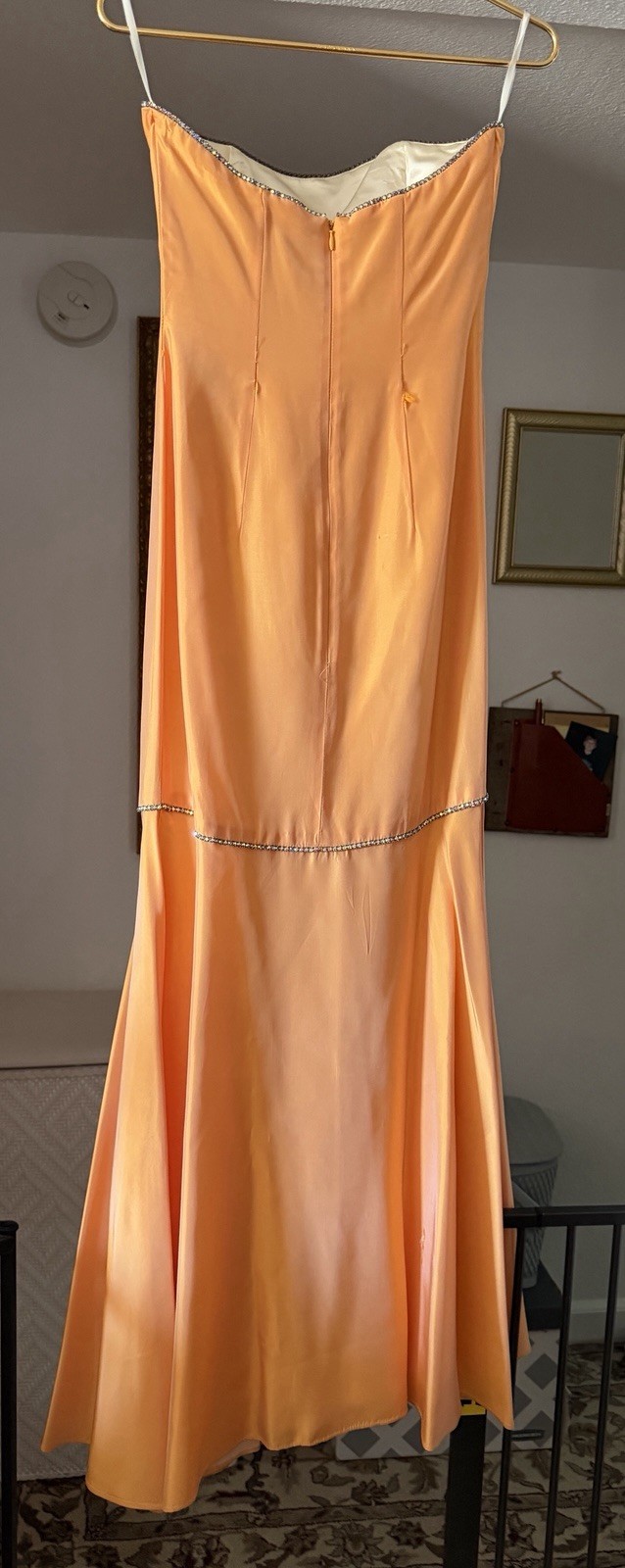 Y2K VTG Jessica McClintock Taffeta & Rhinestone Strapless Gown Size 6 XS Juniors