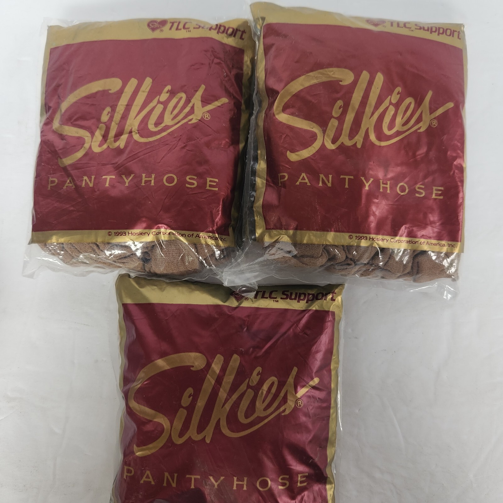 3 Vintage Silkies TLC Pantyhose Queen Beige #321 Total Leg Control Hosiery Hose