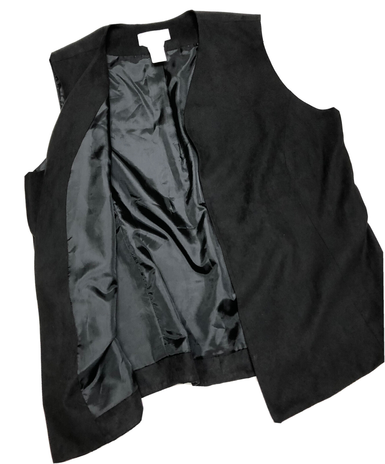 Vintage Da-Rue 2 Pc Outfit Black Vest Women Size Large Skirt Sz 14 Faux Suede B2