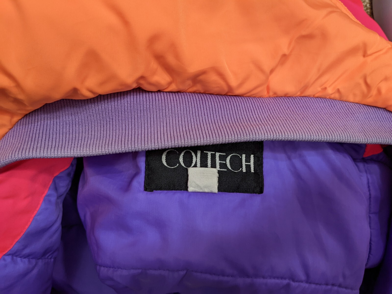 Vintage Coltech Women’s Ski/Snowboard Coat Neon Pink Multicolor 80’s 90’s sz 12