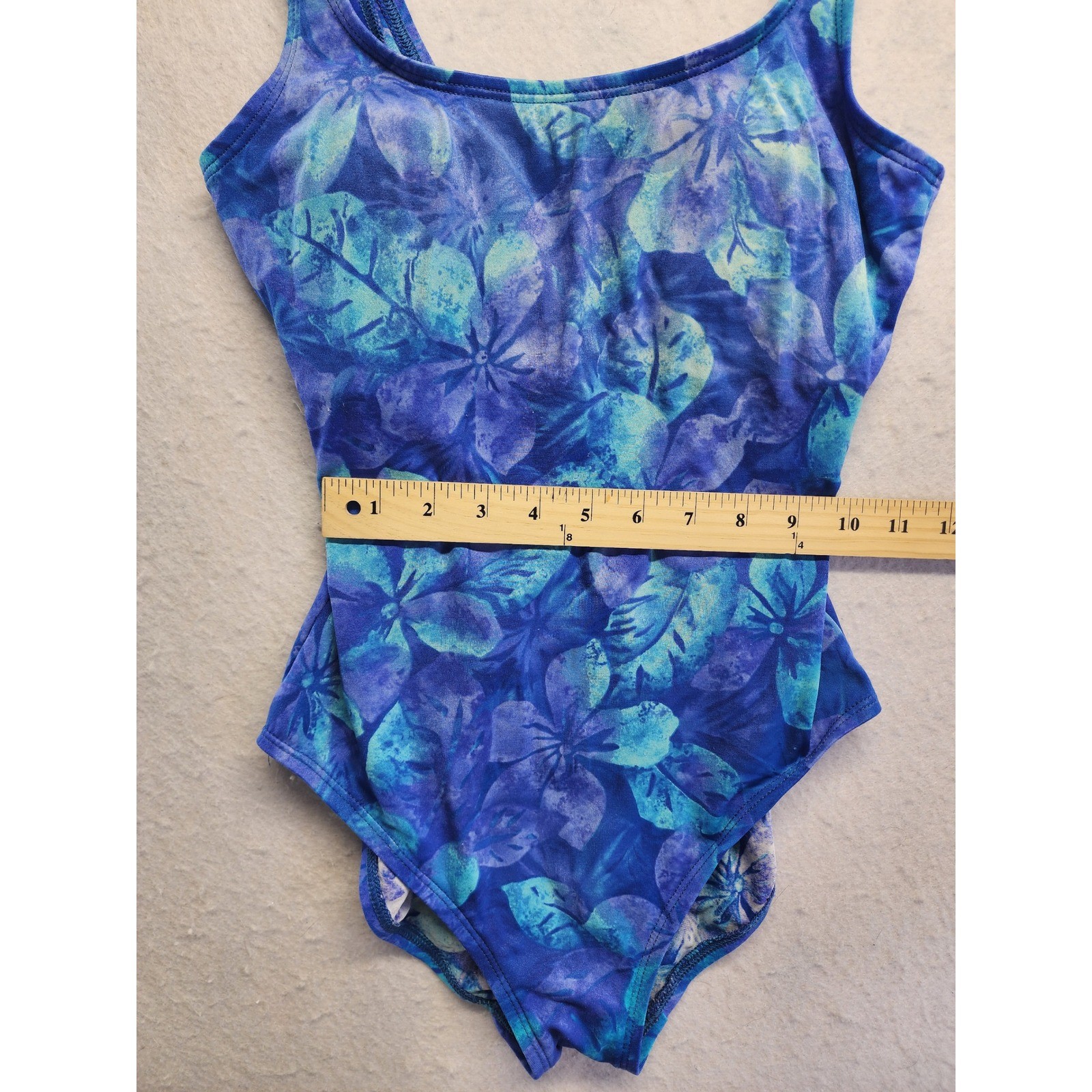 Cole of California Womens Vintage Floral One Piece Swimsuit Blue Purple Size 8