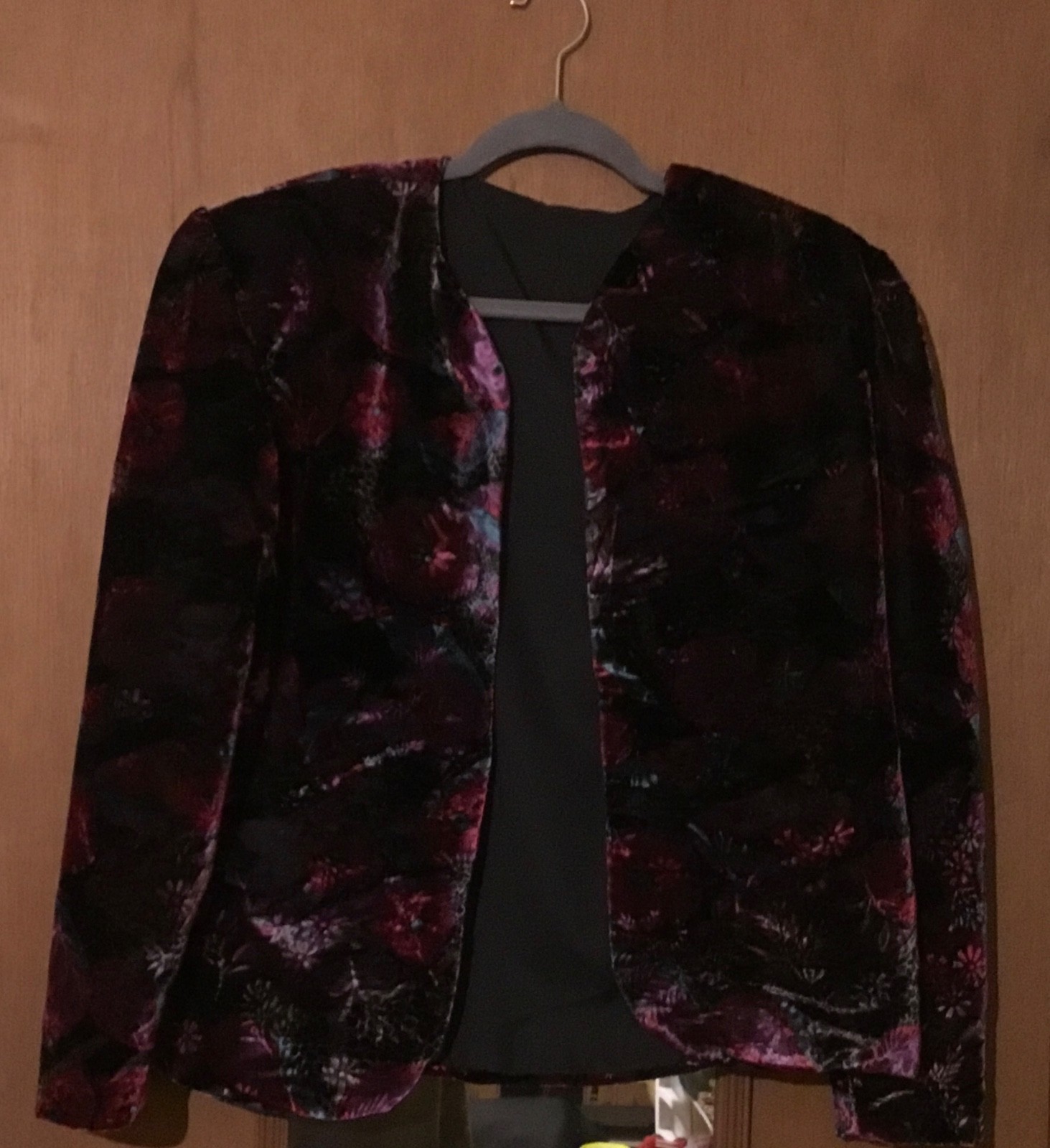 OOAK 1990s Handmade in USA velveteen Dress Formal Jacket w/Shoulder Pads Sm/Med