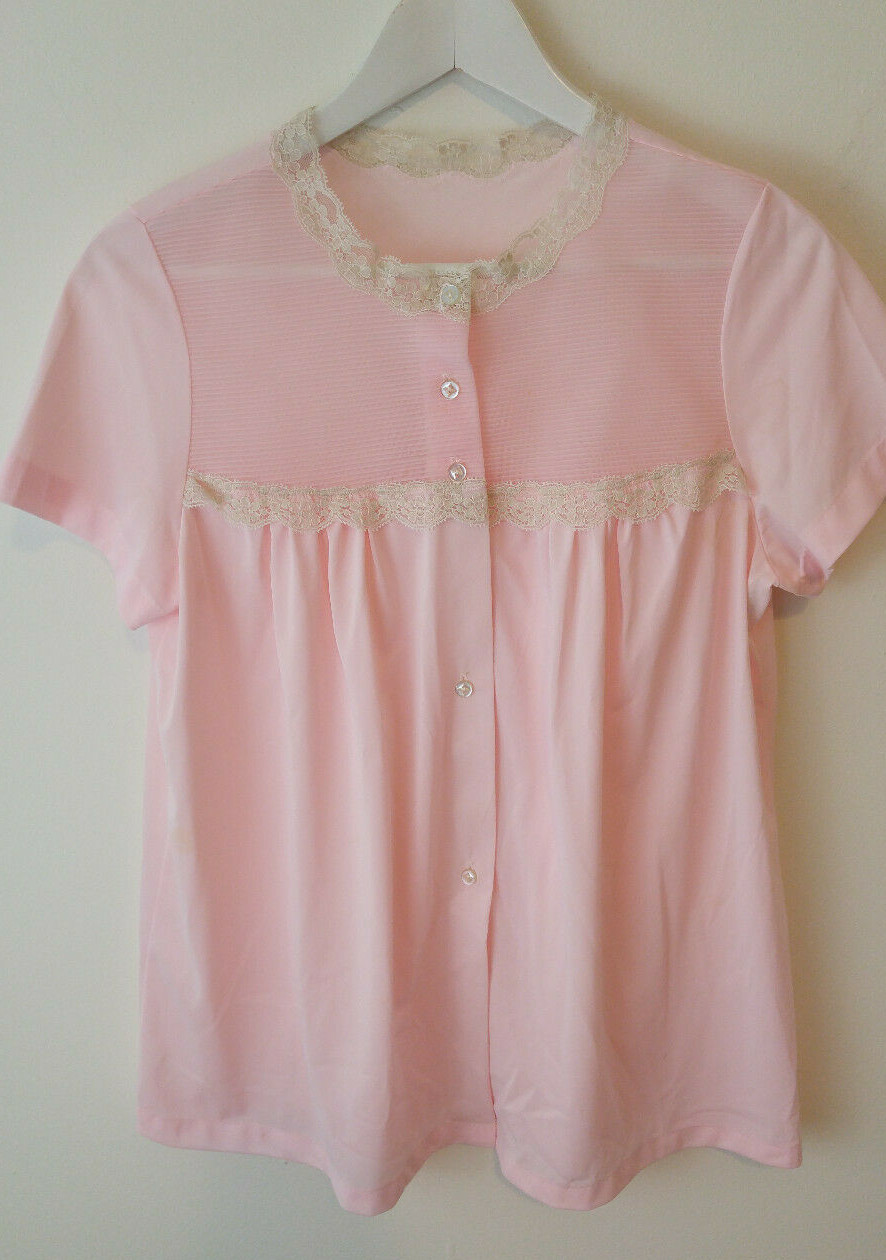 Vintage Womens Heiress Pajamas Light Pink 2 piece Set Size 36 Feminine