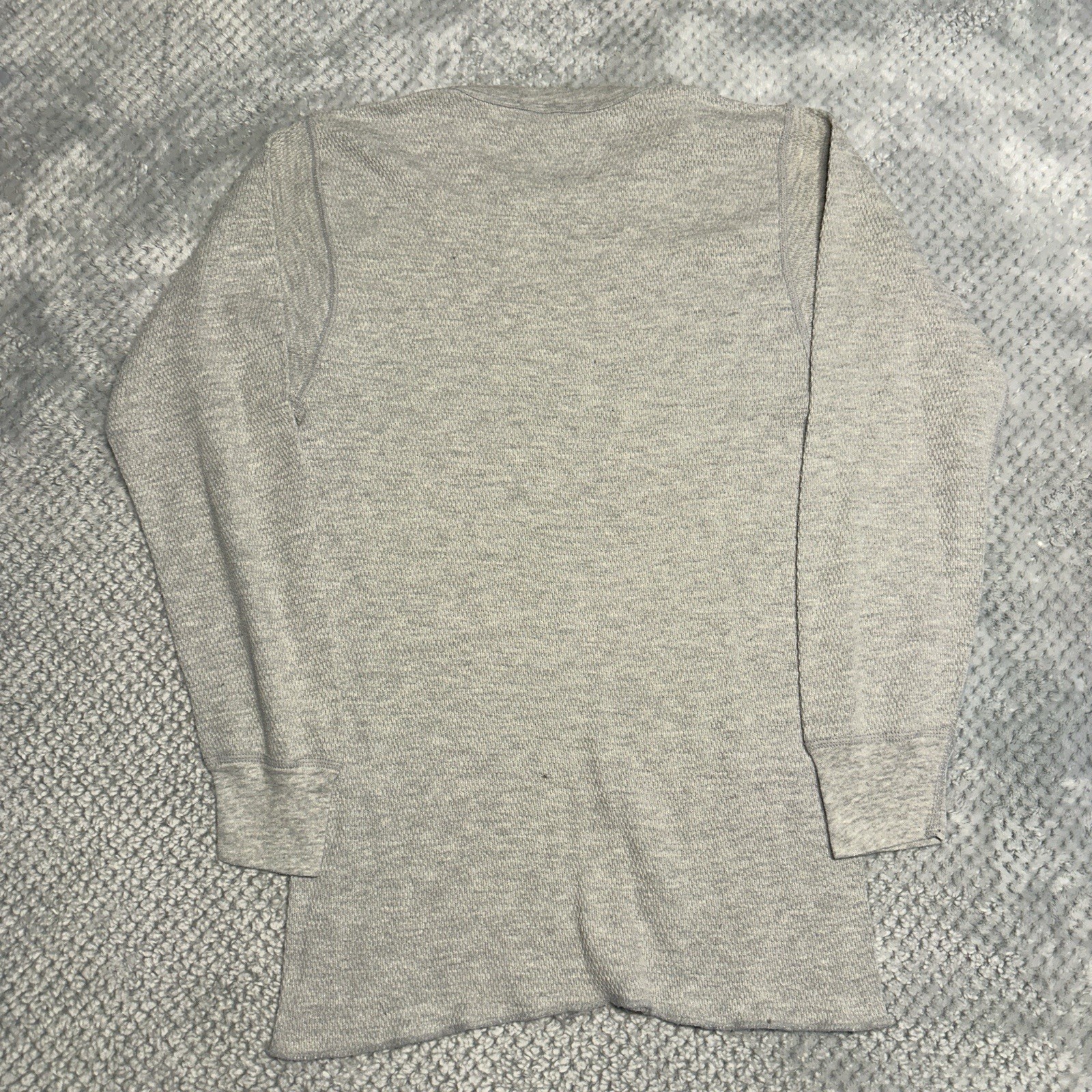 ⁠Vtg 70s Hanes Waffle Knit Thermal Shirt Women’s XL USA Made Gray Base Layer