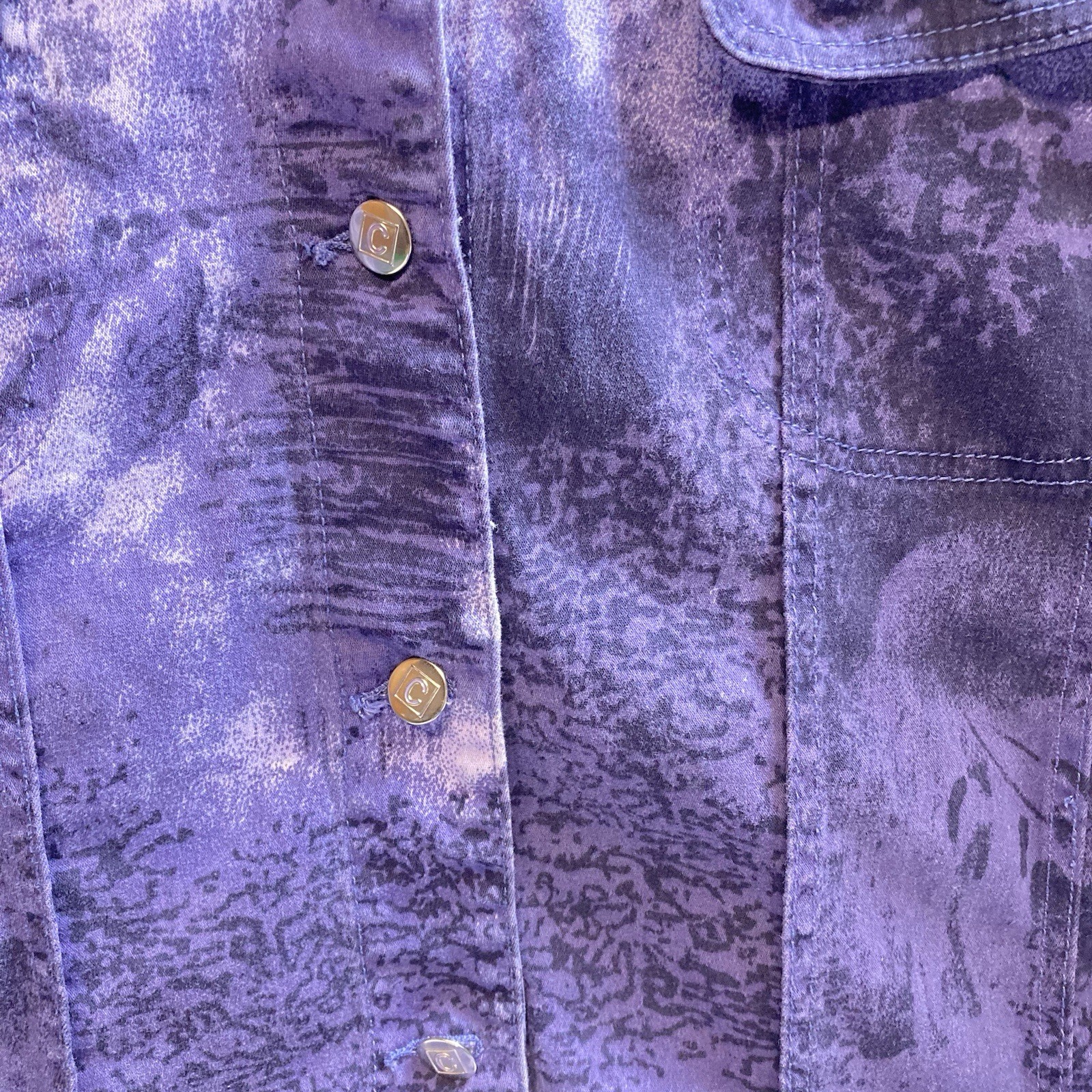 VTG Purple Crest Denim Jacket Jeans Set 90s Stretch Sz 2X -20 Acid Wash Urban