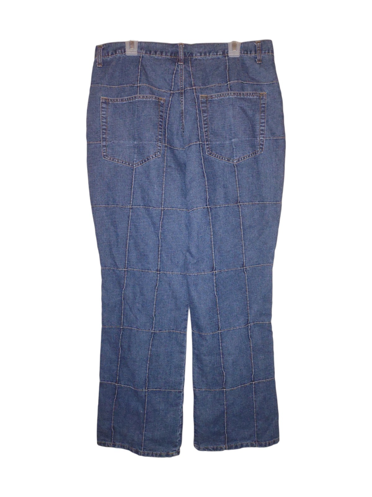 Nick & Sarah Window Pane Patchwork Wide Leg Jeans Sz 19/20 100% Cotton