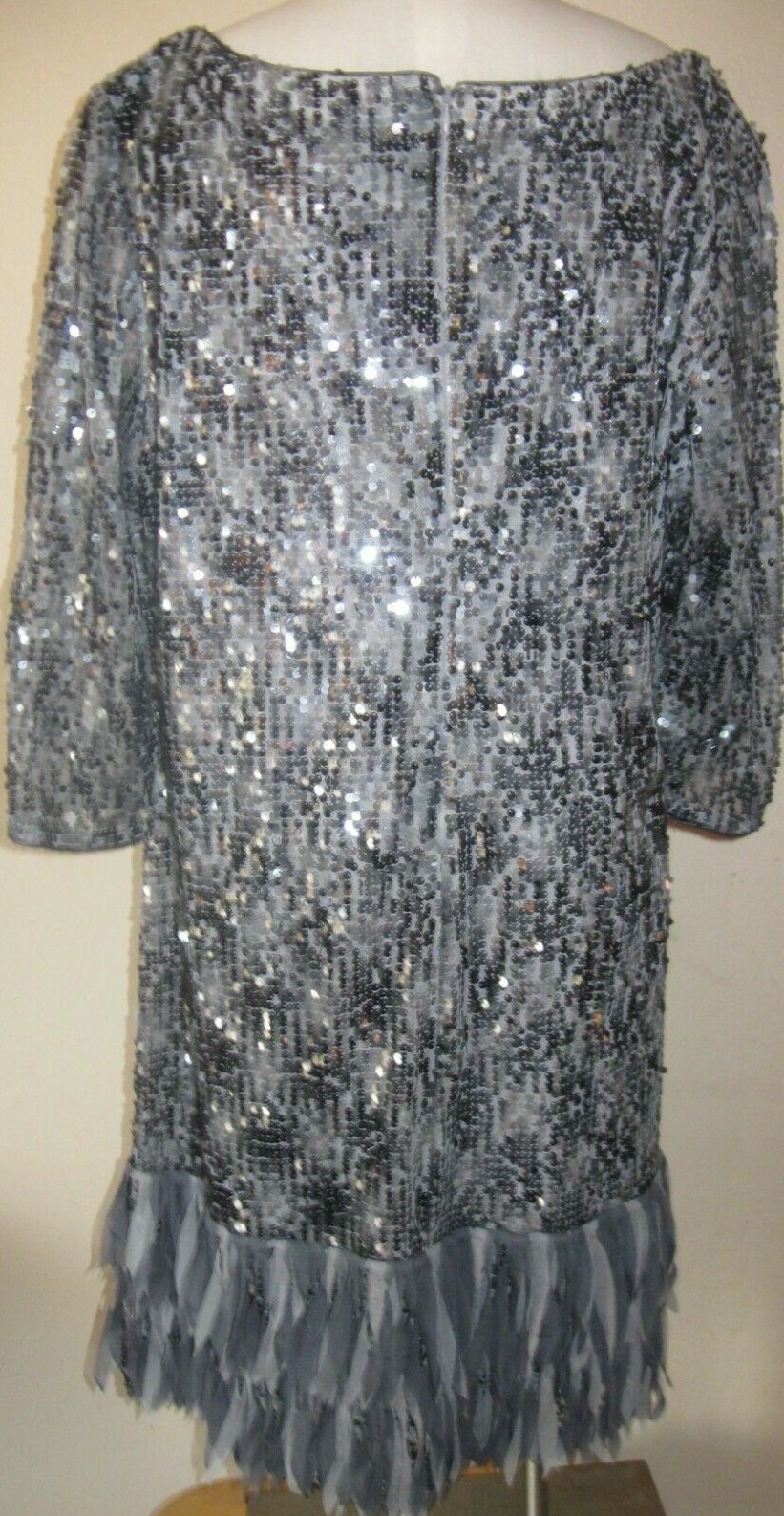 Vintage Silver Sequin Dress Ignite Evening wispy Sparkle Glitzy Dance Dressy 24W
