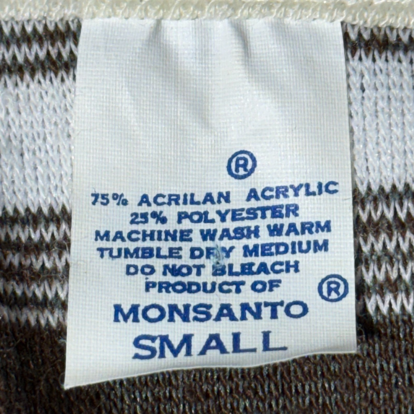 Vintage 70s Striped Brown & White Sleeveless Monsanto Small Tank Top
