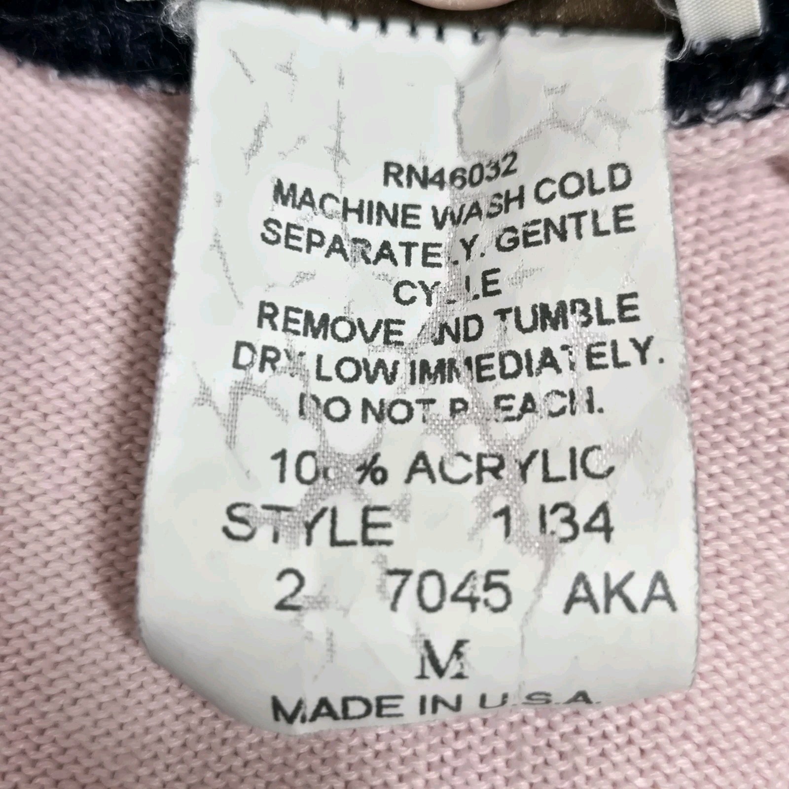 Vintage Company Collection Cardigan Womens M Pink Blue Button Up USA Repaired