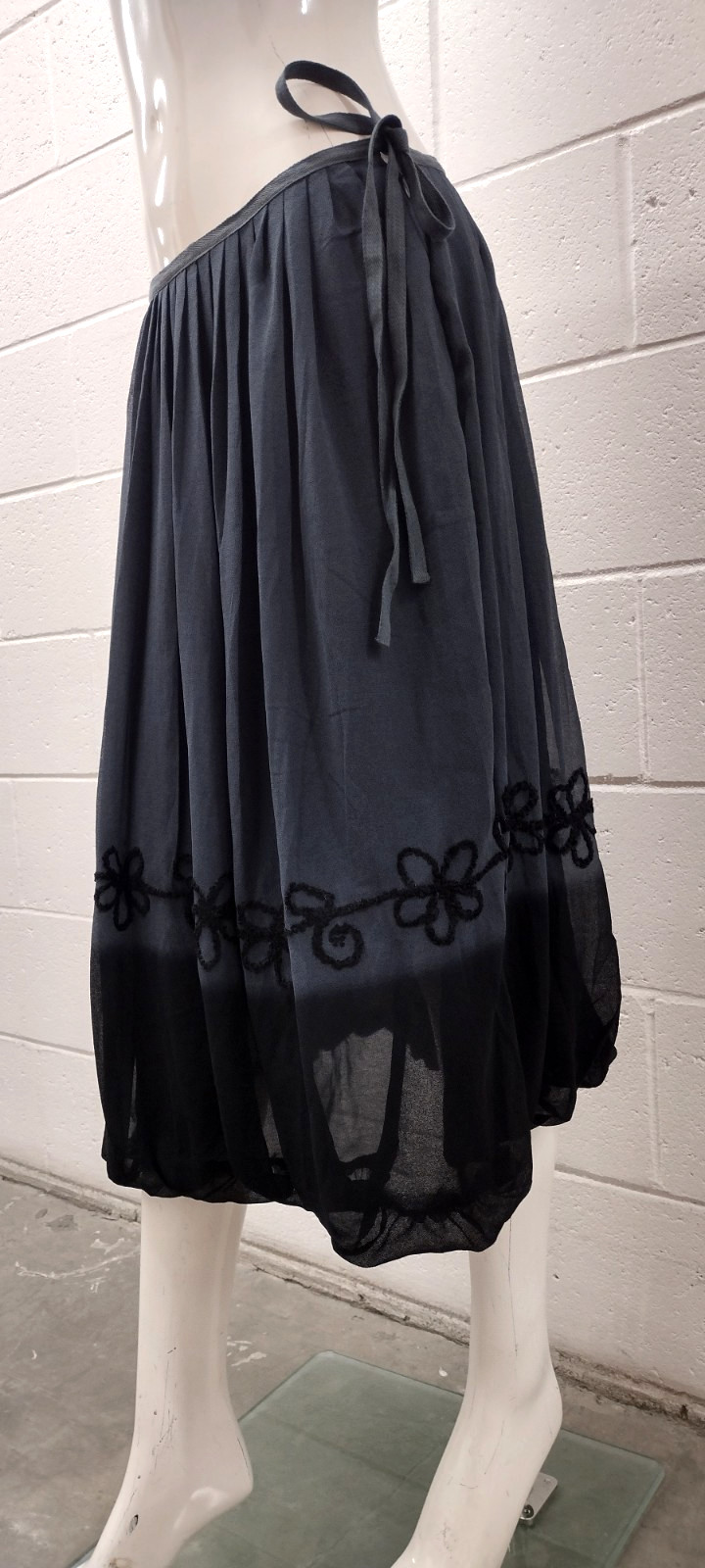 Skirt Witchy Black Gray Bubble Hem 90s Ethnic Elegant NEW TAG Zashi M vintage