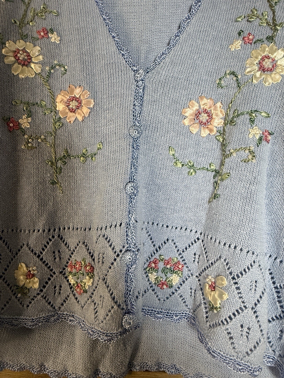 Cottage Core Vintage Blair Sweater Vest Embroidery Floral