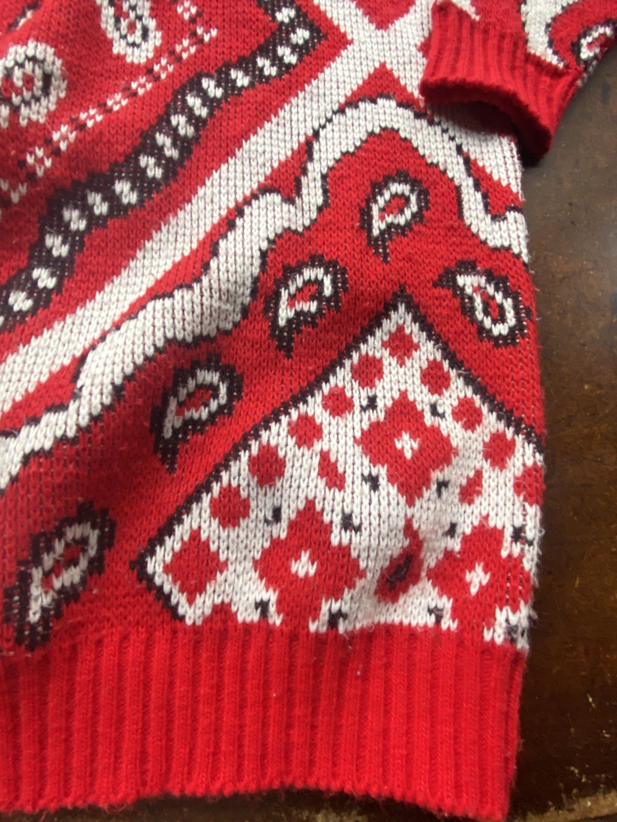 Traffic Jam Vintage Sweater Bandana Red Western Size M? Acrylic USA