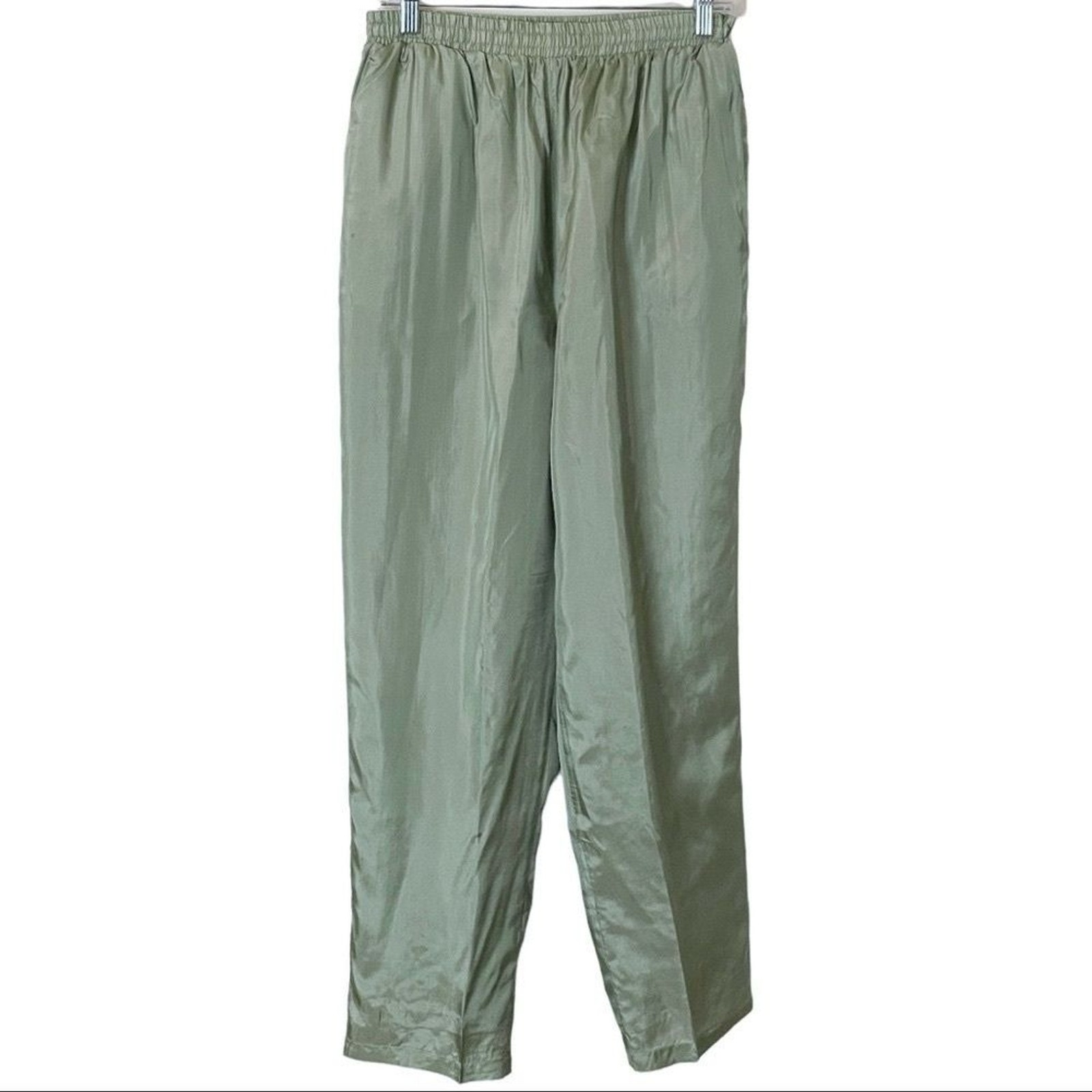 Vintage Y2K Maurada 100% Silk Beaded Lace Tracksuit Set XL Sage Jogger Jacket