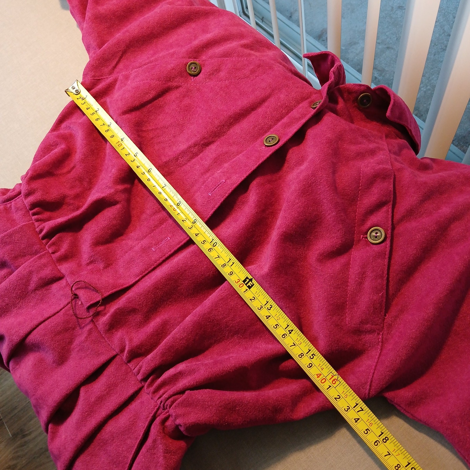 Vintage 80s S.L. Petites Magenta Suede Shirt Dress 6 needs repair pockets belted