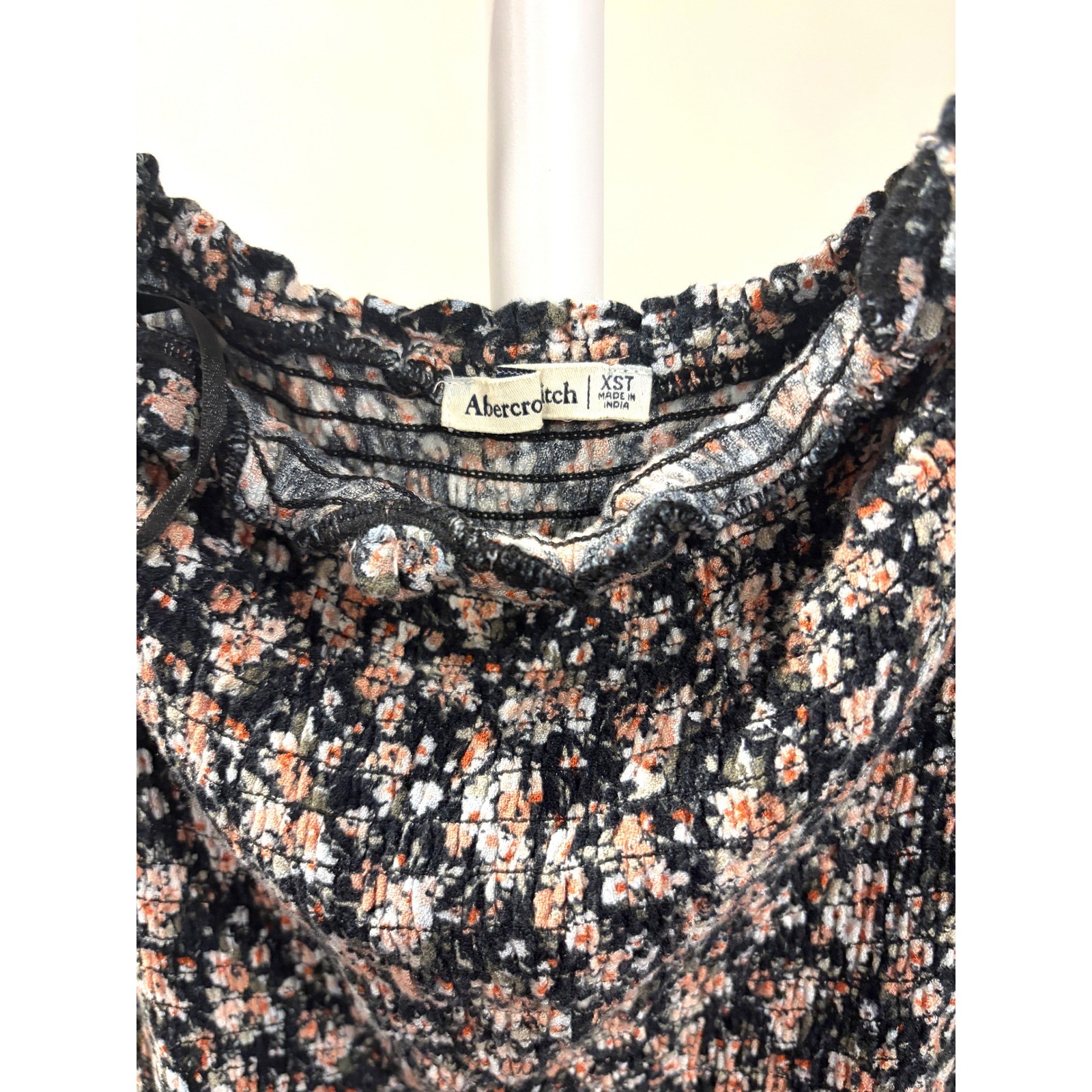 Cottage Coquette Fairy Boho Abercrombie & Fitch Puff Sleeve Dress Black XST