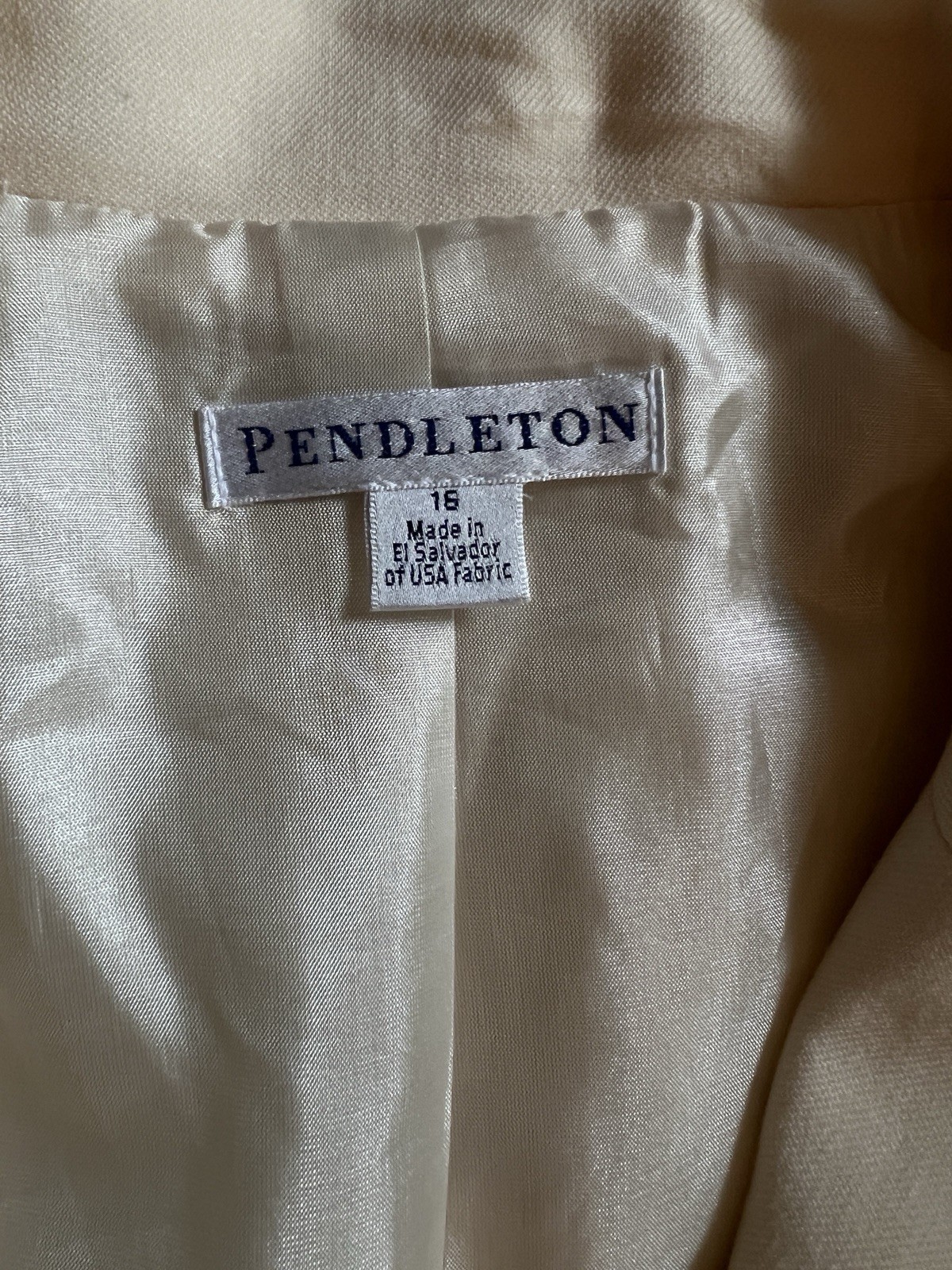 1980s Ivory White Wool Pendleton Double-Breasted Blazer 16b Old Money Preppy