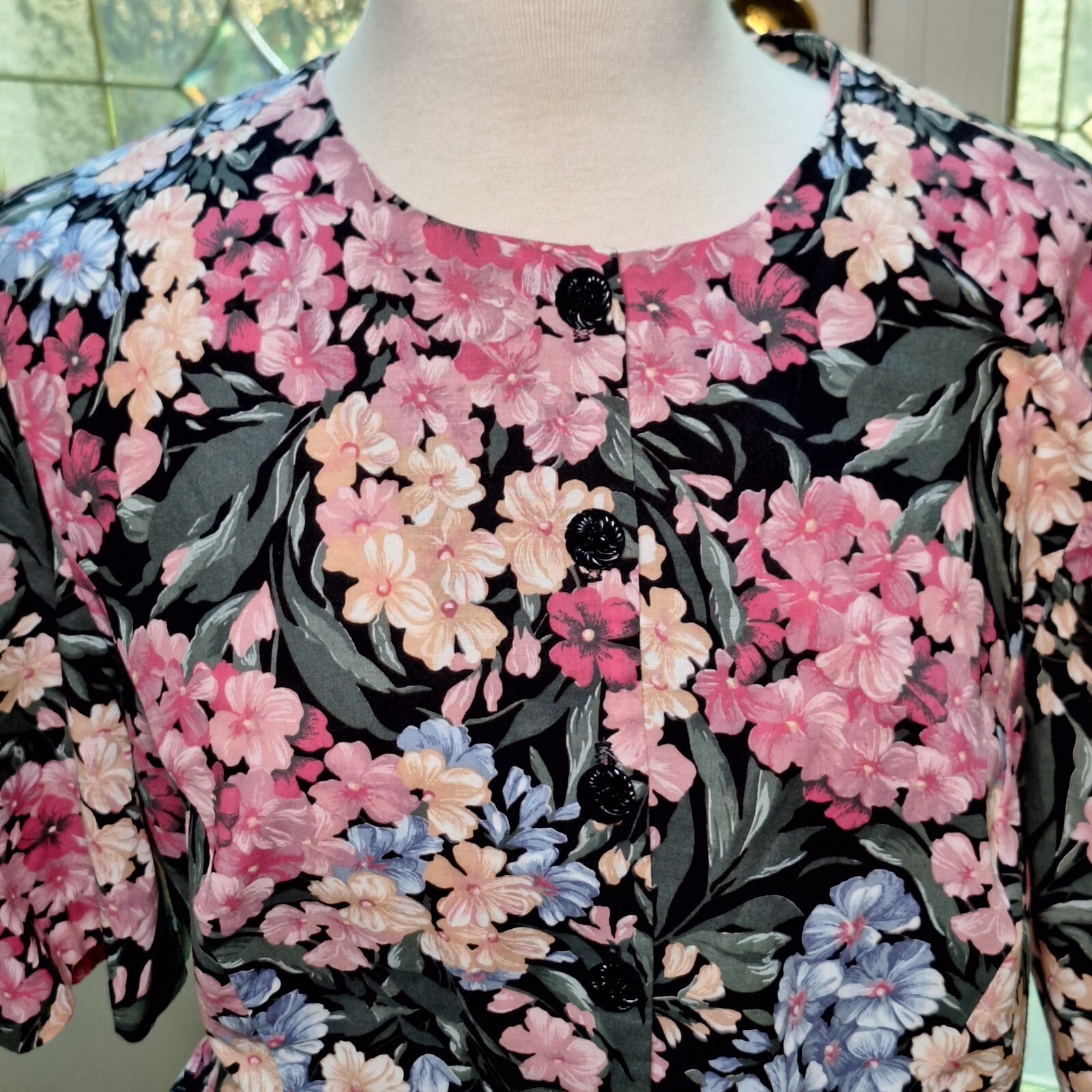 Vintage Via Sant Andrea Peplum Top Women’s Petite 18 WP AOP Floral MADE IN USA
