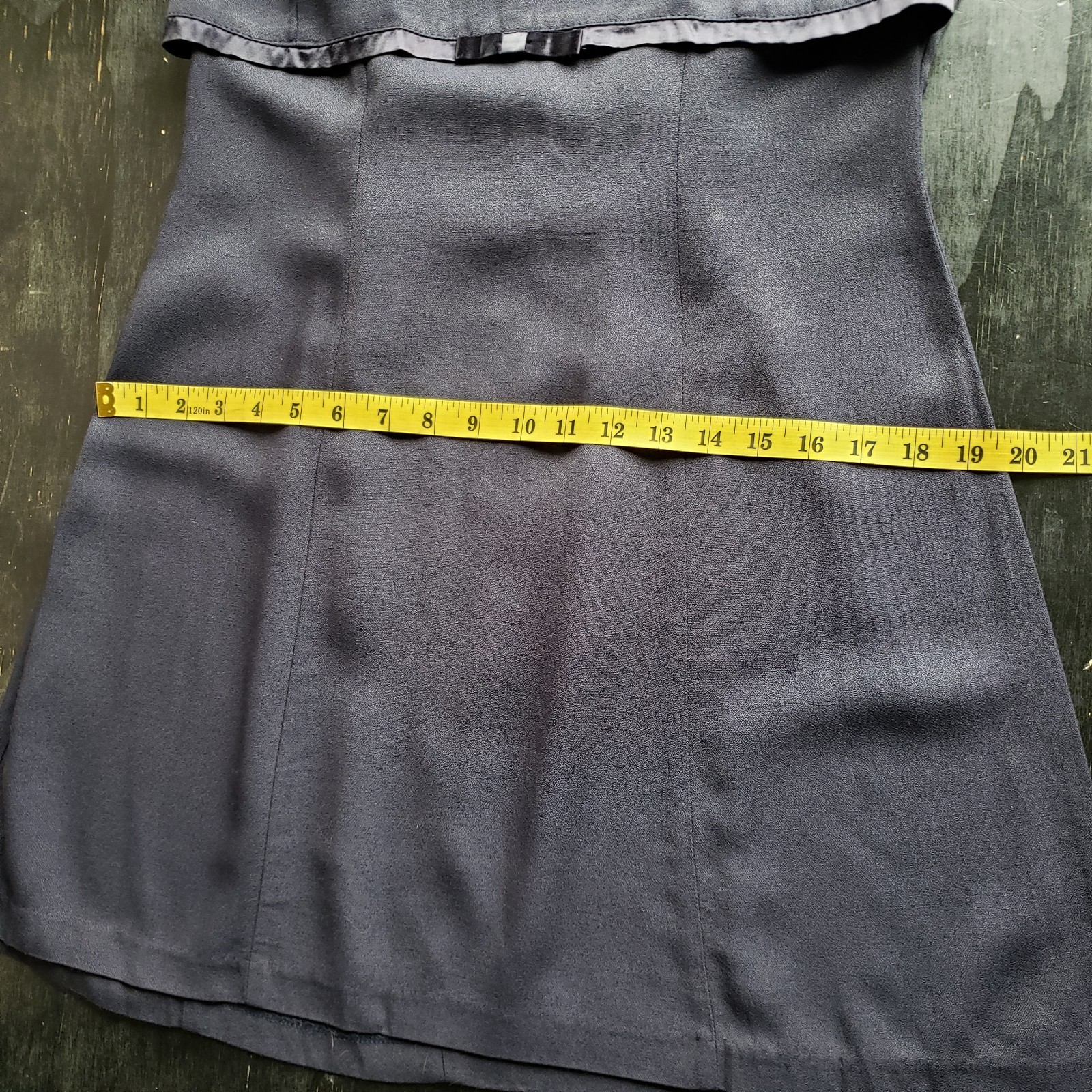Vintage Black Skater Dress S Tie Back Cinch Waist Bow Cute Goth Lolita Preppy