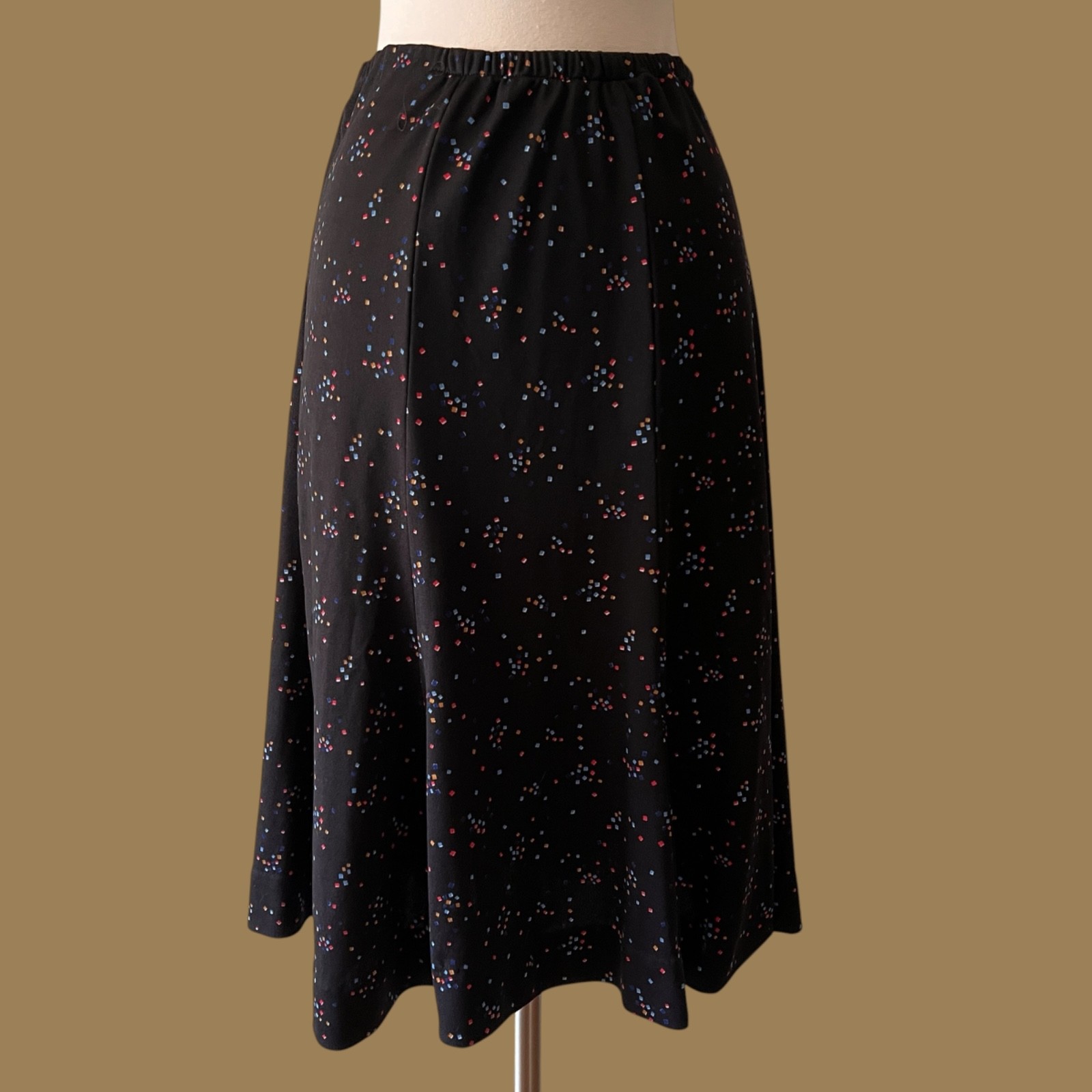 Vintage 70s Confetti Print 2 Piece Skirt & Blouse Set