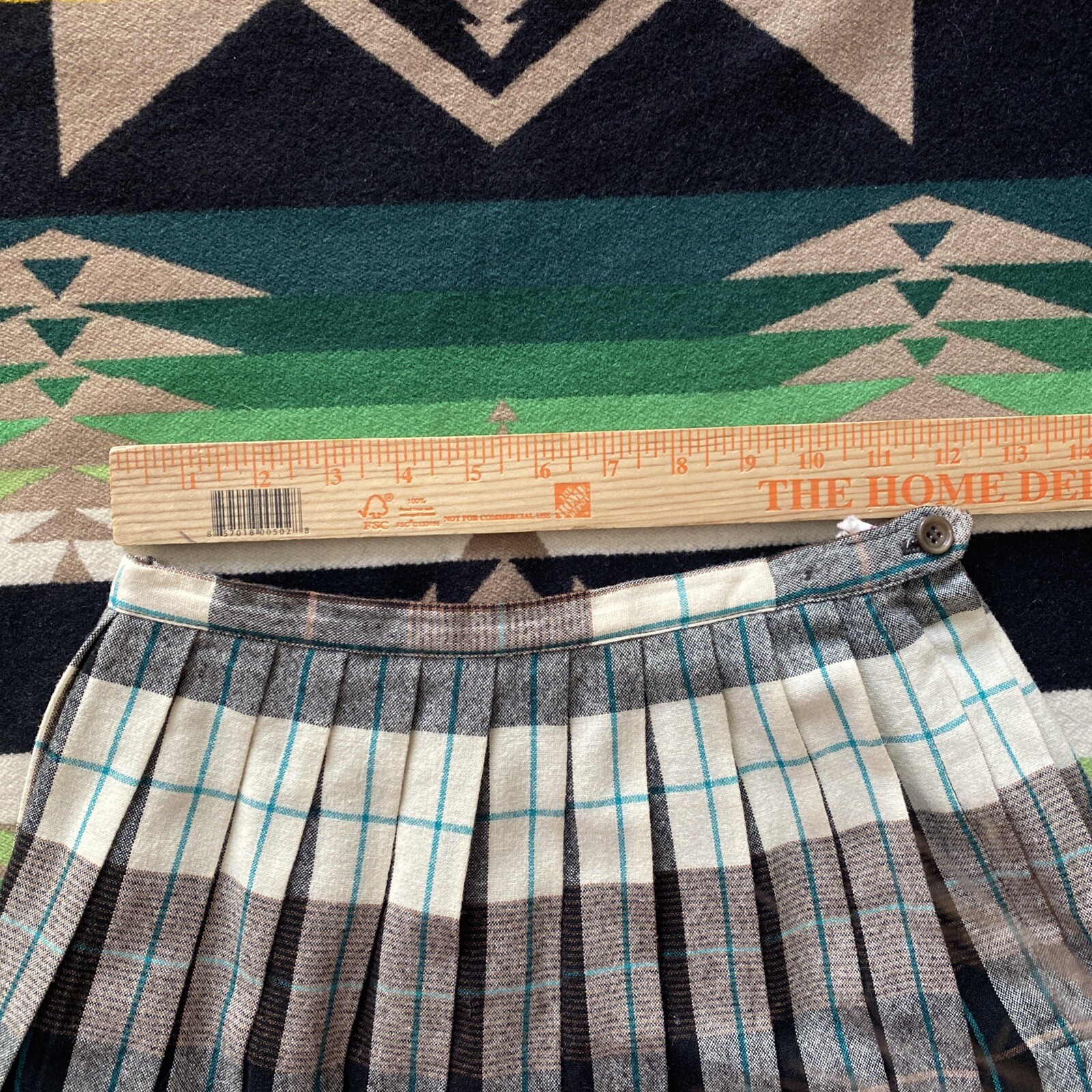 Vintage CENTURY of Boston Plaid Wool Pleated Reversible Midi Skirt Size 0 XS
