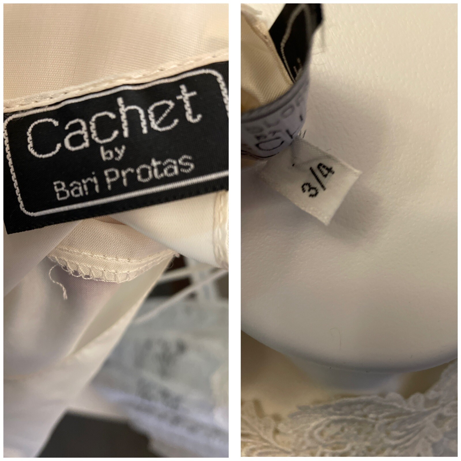 Wedding Gown Cachet by Bari Protas Ivory Lace Size 3/4