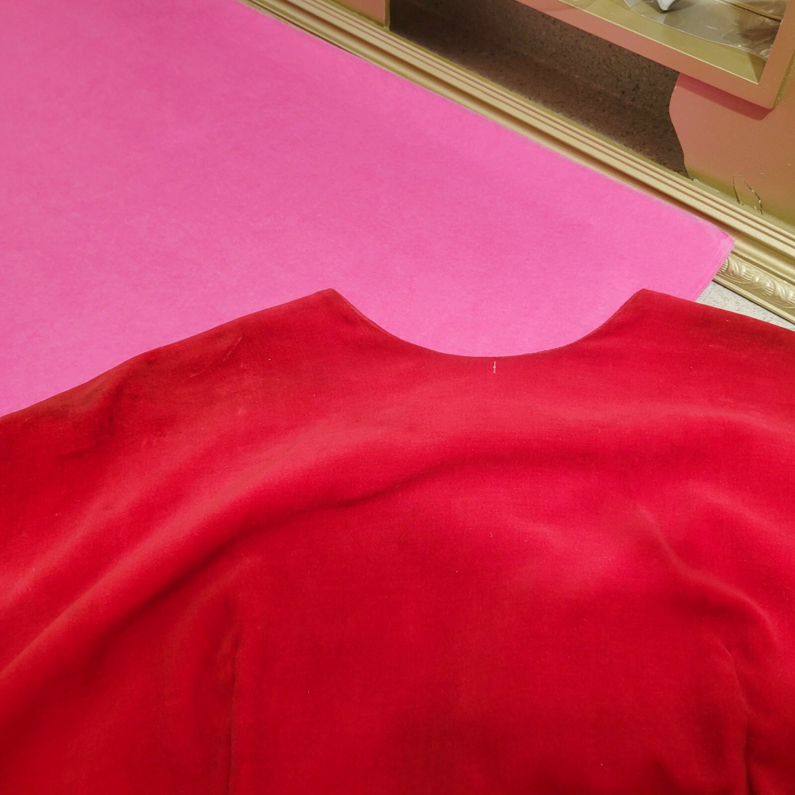 Vintage 60s Red Velvet Outfit Set Matching Skirt and Top Madison Wardrobe Maker