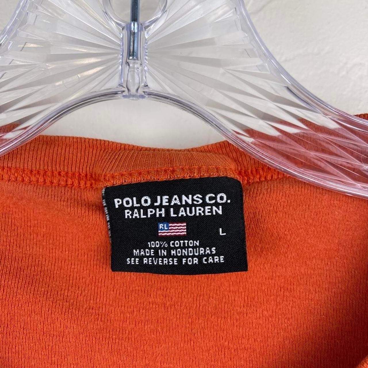 Vintage polo jeans co Ralph Lauren orange cotton tshirt size L