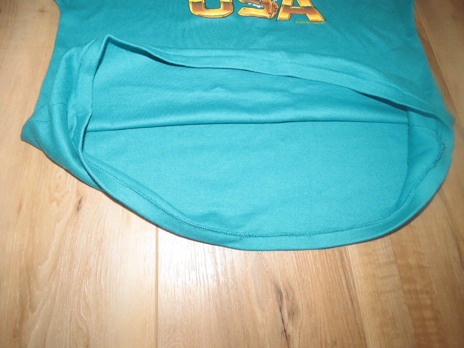 VTG 1982 Holoubek Harley Davidson USA Teal Boatneck Bald Eagle Logo Sz Large