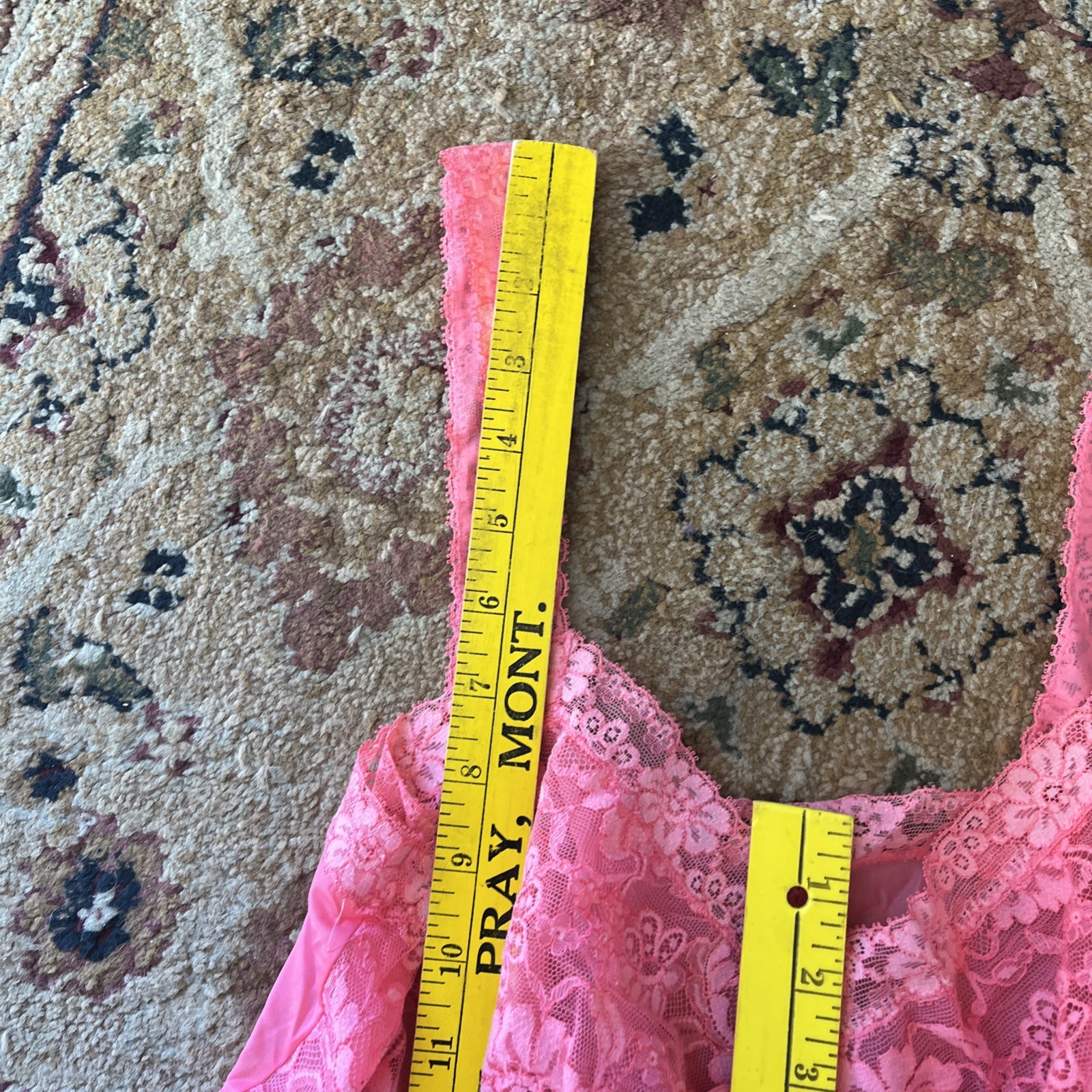 VTG 50’s VANITY FAIR SIZE M 32 NIGHTIE NIGHTGOWN PINK TRICOT NYLON CHIFFON LACE