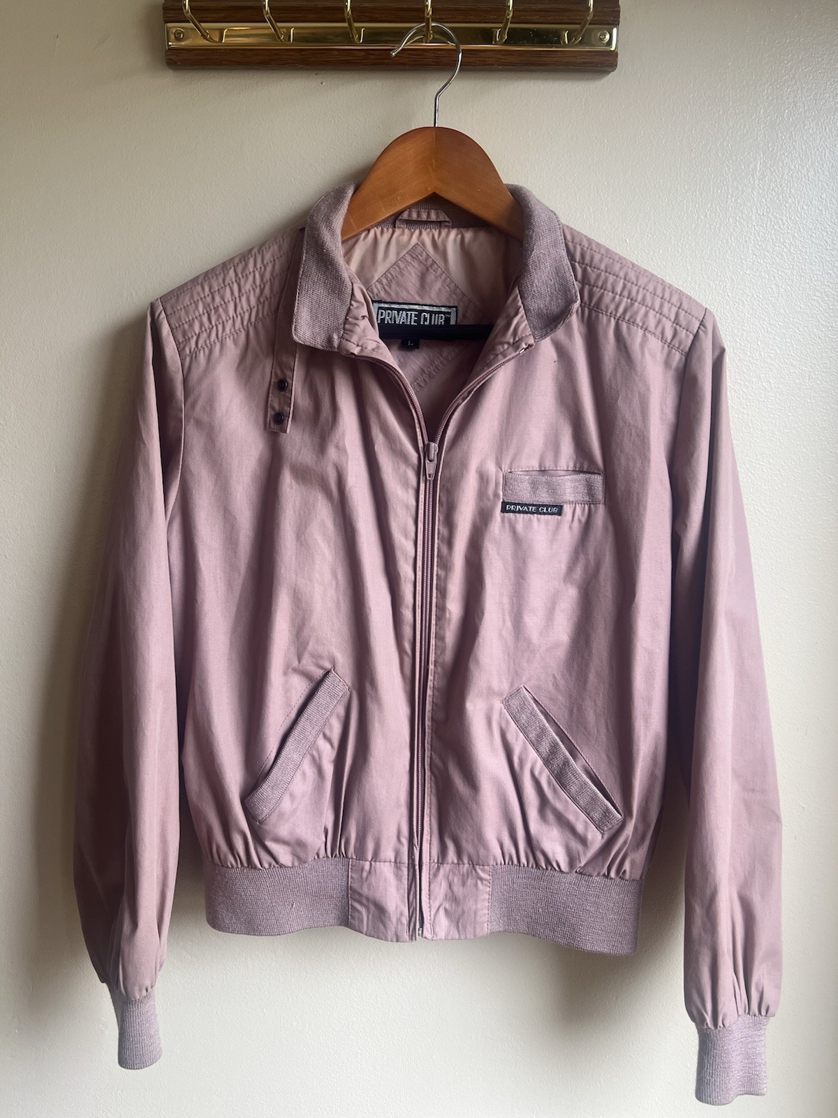 Vintage Private Club Bomber Women’s L Pink Mauve 80s 90s Windbreaker Hong Kong