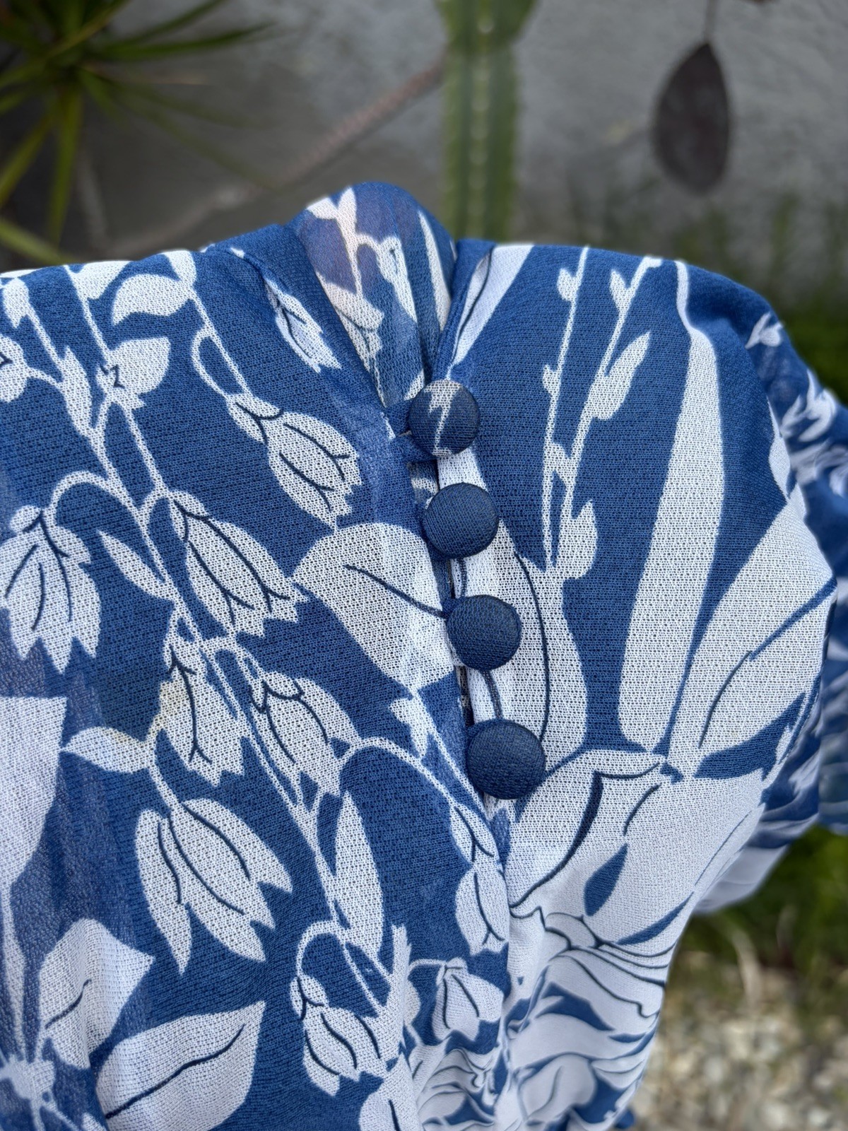 Vintage 1950s Sheer Blue / White | Day Dress | 1950s Floral Dress